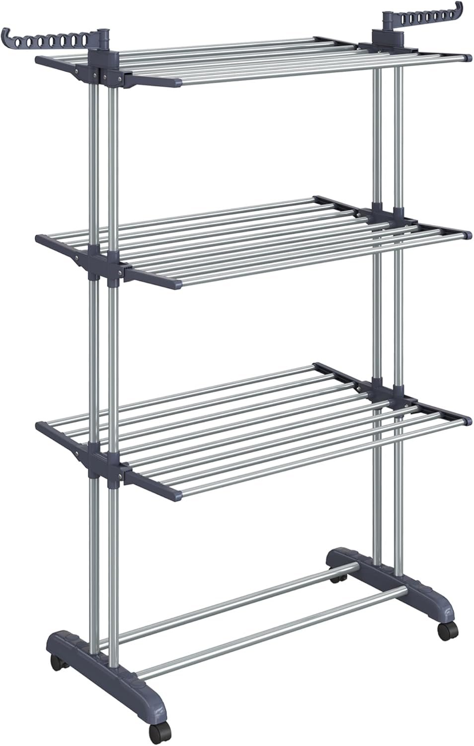 SONGMICS Clothes Drying Rack Stand 4-Tier, Foldable Laundry Drying Rack 68.1-Inch Tall, Steel, Rolling Clothes Horses Dryer Rack, Easy to Assemble, Indoor Outdoor Use, Dove Gray ULLR701G01 - Image 10