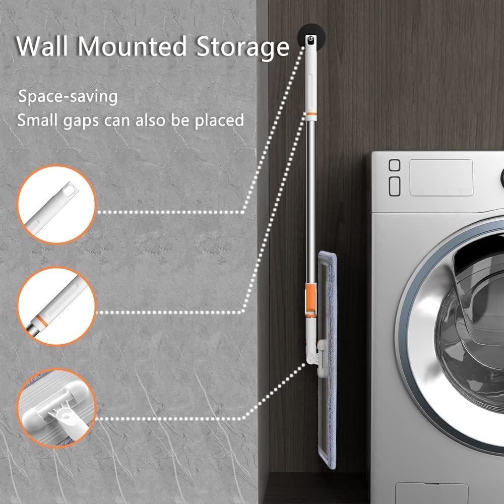 Microfiber Flat Mop 32 in Large Mops for Floor Cleaning Commercial Dust Dry Wet Mops on Hardwood Floors with 4 Washable Pads Aluminium Telescopic Long Handle Floor Cleaning Tools - Image 6