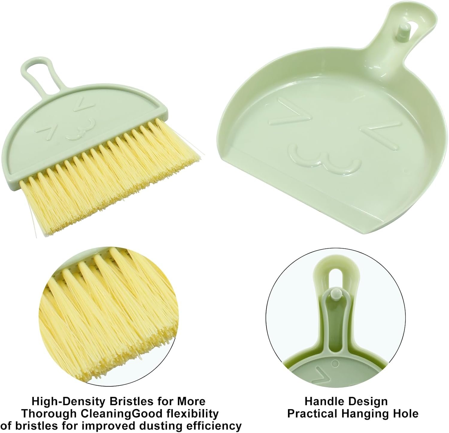 Hitefu Small Broom and Dustpan Set, Mini Dust Pans and Brush Set, Broom with Dustpan Combo Set for Home Cleaning, Sofa, Kitchen, Table, Countertops, Storage Shelves & Pets Area(Green) - Image 4