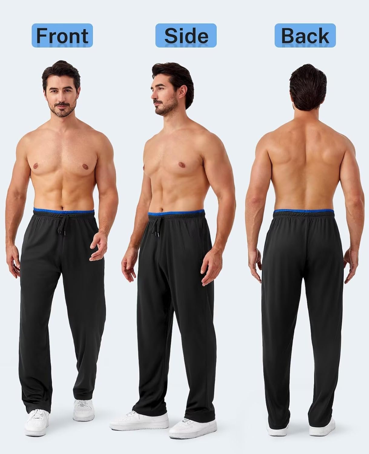 Mens Sweatpants with Zipper Pockets 5 Pack Mens Joggers for Men Open Bottom Mesh Athletic Pants for Workout,Running - Image 3