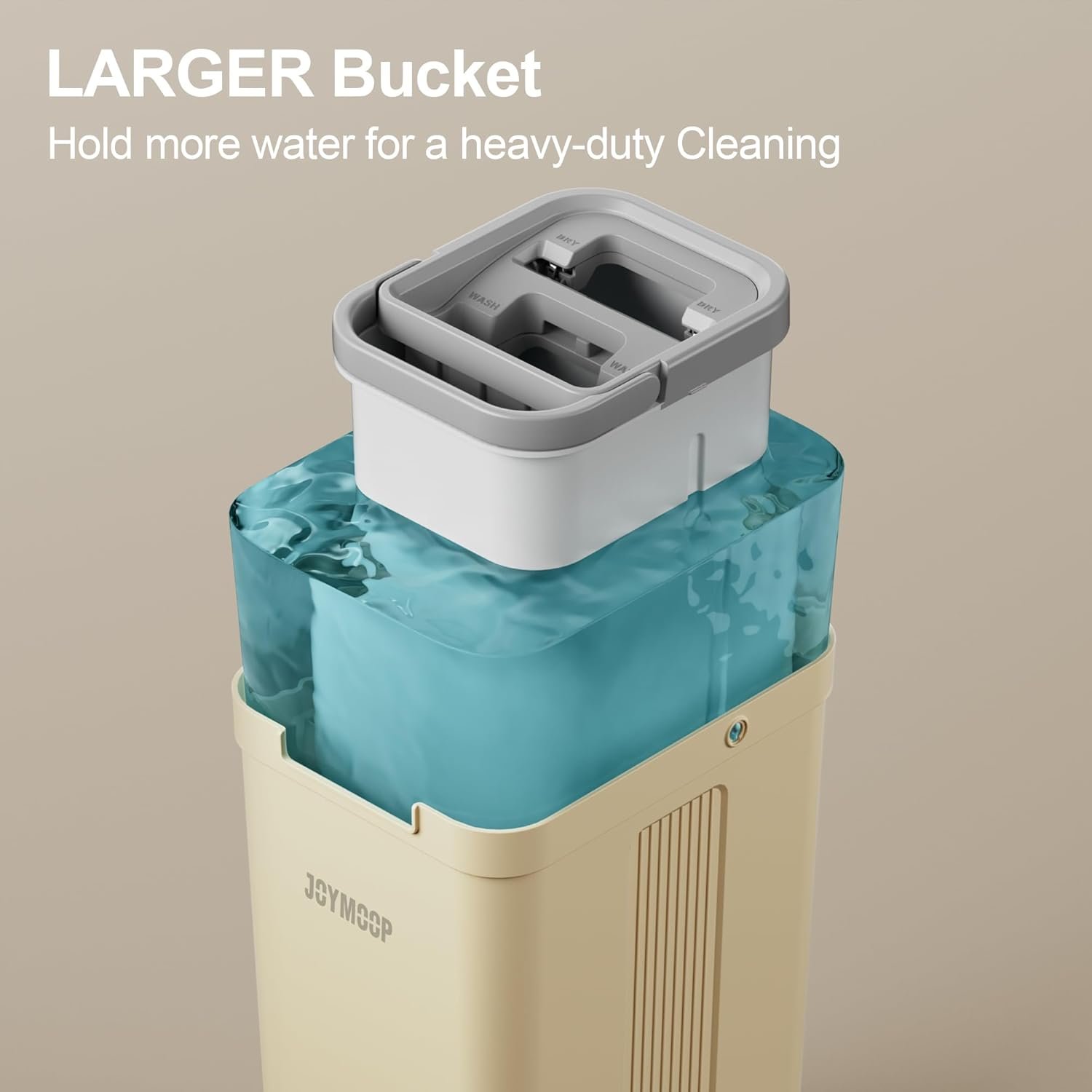 JOYMOOP Mop and Bucket Set (Beige & Blush Brown) with Extension Handle, Ideal for Floor, Window, and Wall Cleaning - Includes 5 Washable Microfiber Pads for Wet and Dry Use - Image 5