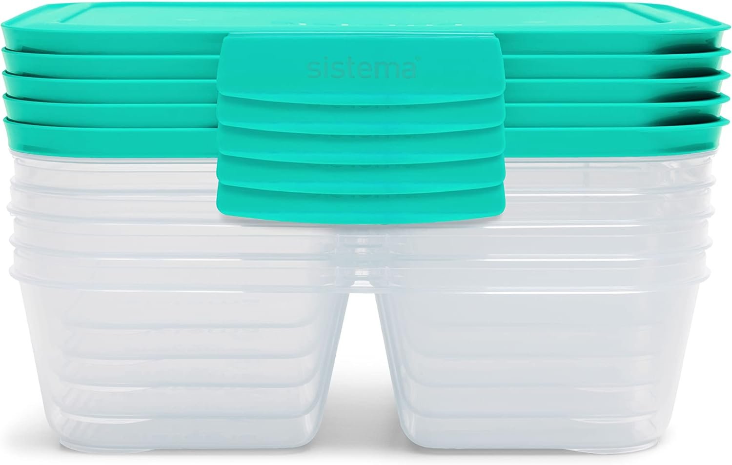 Sistema Nest It Meal Prep Food Storage Containers, 3 Compartments, 8 Cups, BPA-Free, 5-Pack - Image 9