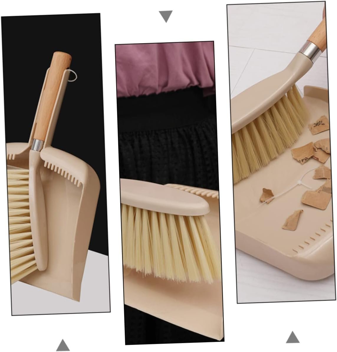 1set Mini Broom and Dustpan for Household Cleaning Compact Beige for Quick Cleanup Home Office Kitchen and Desktop Areas - Image 5