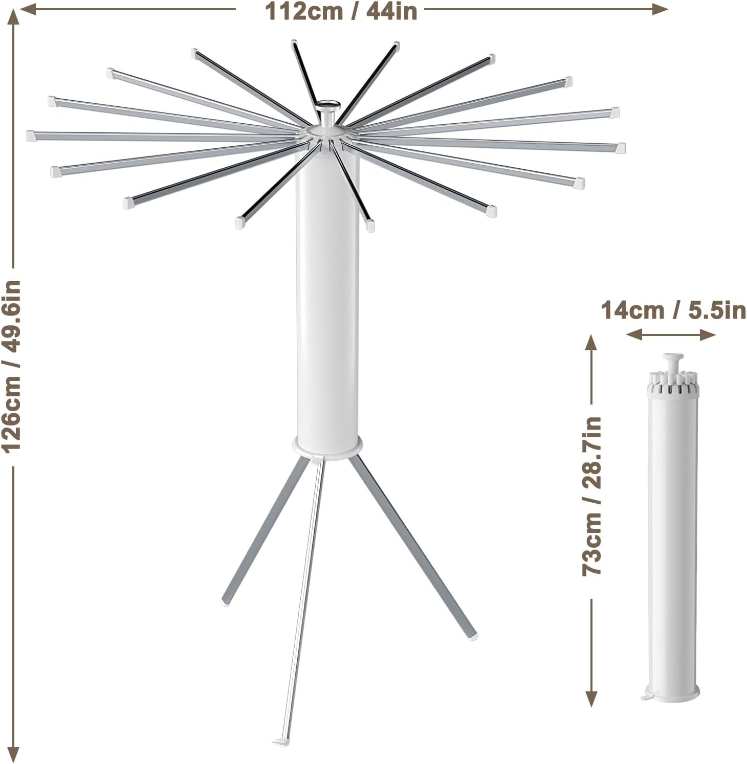 Drying Rack Clothing, Collapsible Drying Racks for Laundry, Portable Drying Rack, Indoor Clothes Drying Rack with 16 Adjustable Aluminum Poles, Clothing Dry Rack for Outdoor, Laundry Room, Indoor. - Image 3