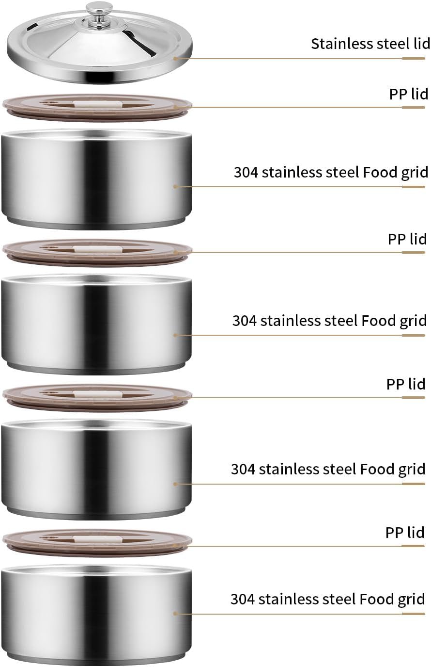 GOLDEN KEY 120 oz Stainless Steel Stackable Lunch Box for Adult, Huge Capacity Bento Box with Stackable 4 Tier Food Container, and Lunch Bag (120 Ounces 4-Layers Bento) - Image 9