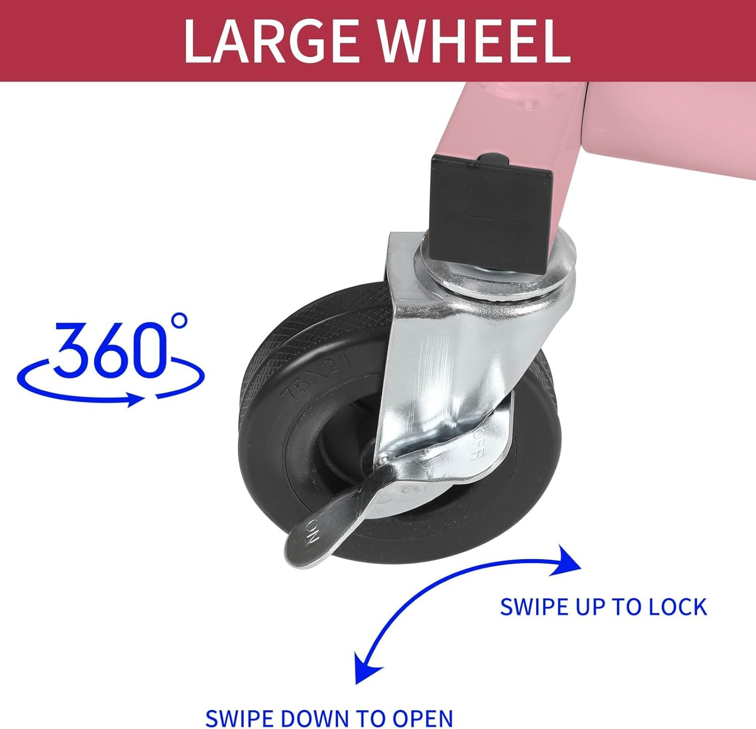 Portable Pink Double Rods Garment Rack with Rolling Clothes Organizer on Lockable Wheels Mobile for Gilr Women, 48" W x 15" D x 67" H, Metal Simple Hanging Clothes with 2 Hook - Image 4