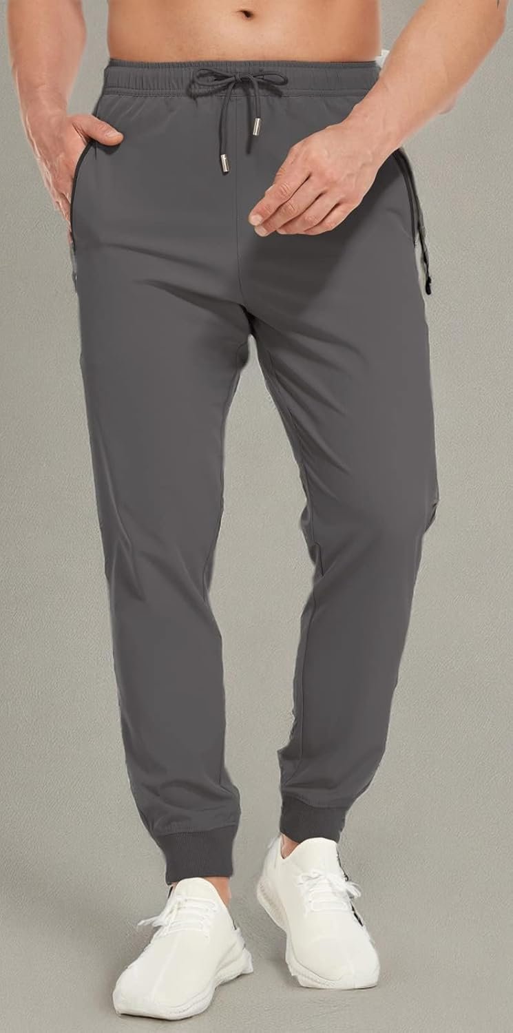 SPOSULEI Mens Joggers Lightweight Athletic Hiking Pants Quick Dry Running Track Gym Sweatpants with Zipper Pockets - Image 9