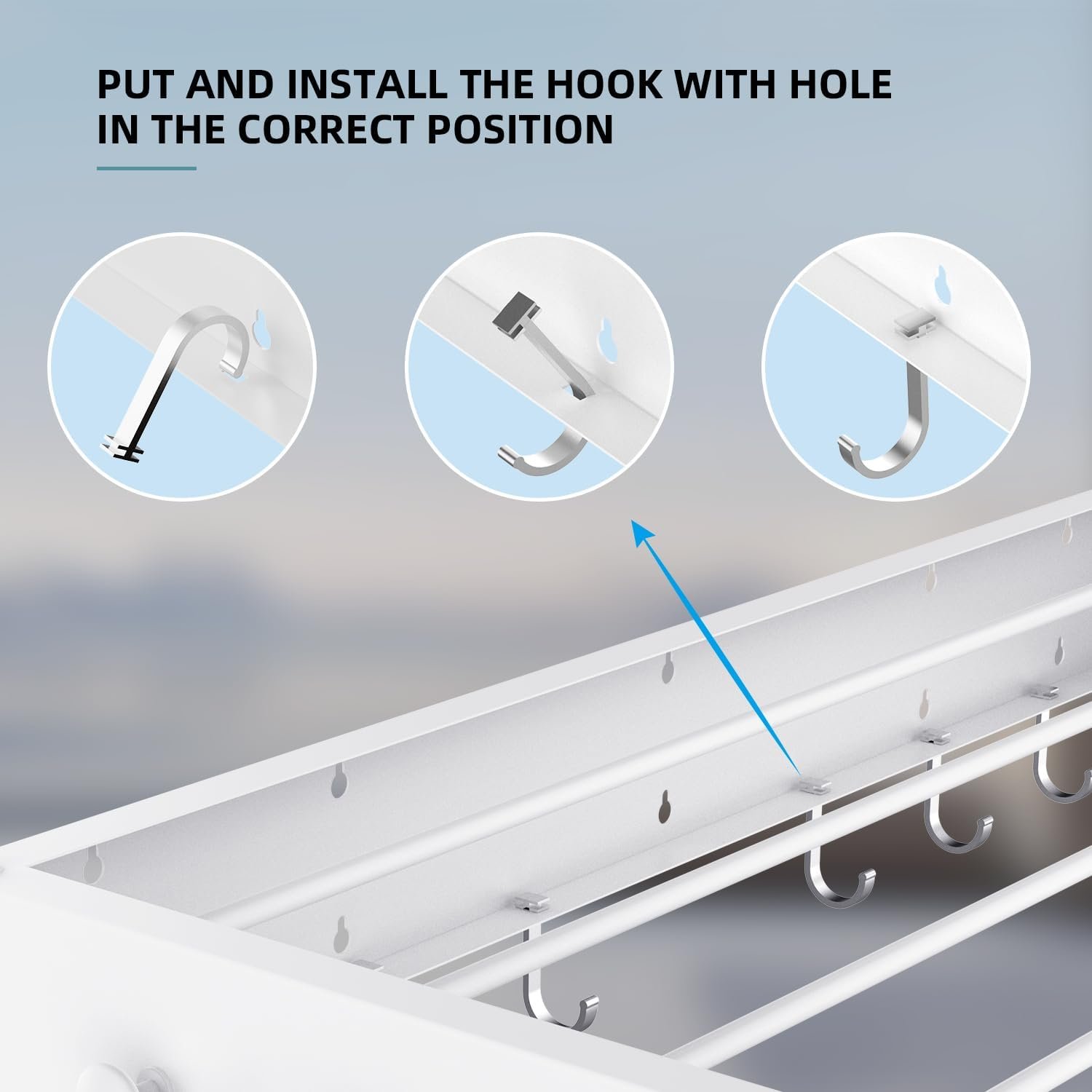 Drying Rack Clothing,Clothes Drying Rack Wall Mounted,Laundry Drying Rack Wall Mount,Foldable,Collapsible,60 lb Capacity 5 Aluminium Poles with 12 Hooks,Space Saving Clothes Drying Rack,White 31.5" - Image 4