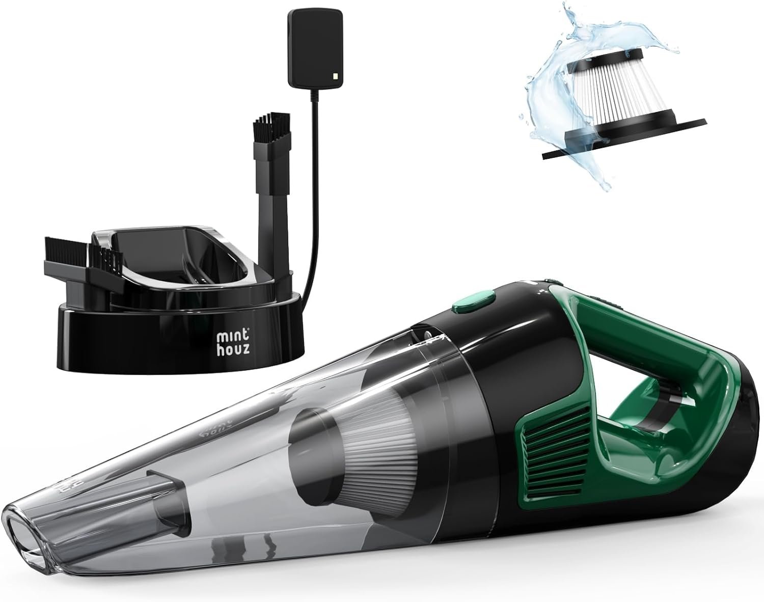 Minthouz Handheld Vacuum Cordless, Strong Suction Car Vacuum Cleaner with LED Light, Long Runtime Hand Vacuum Cordless Rechargeable, Hand Held Vac with Charging Base for Home/Car/Pet/Office - Image 2