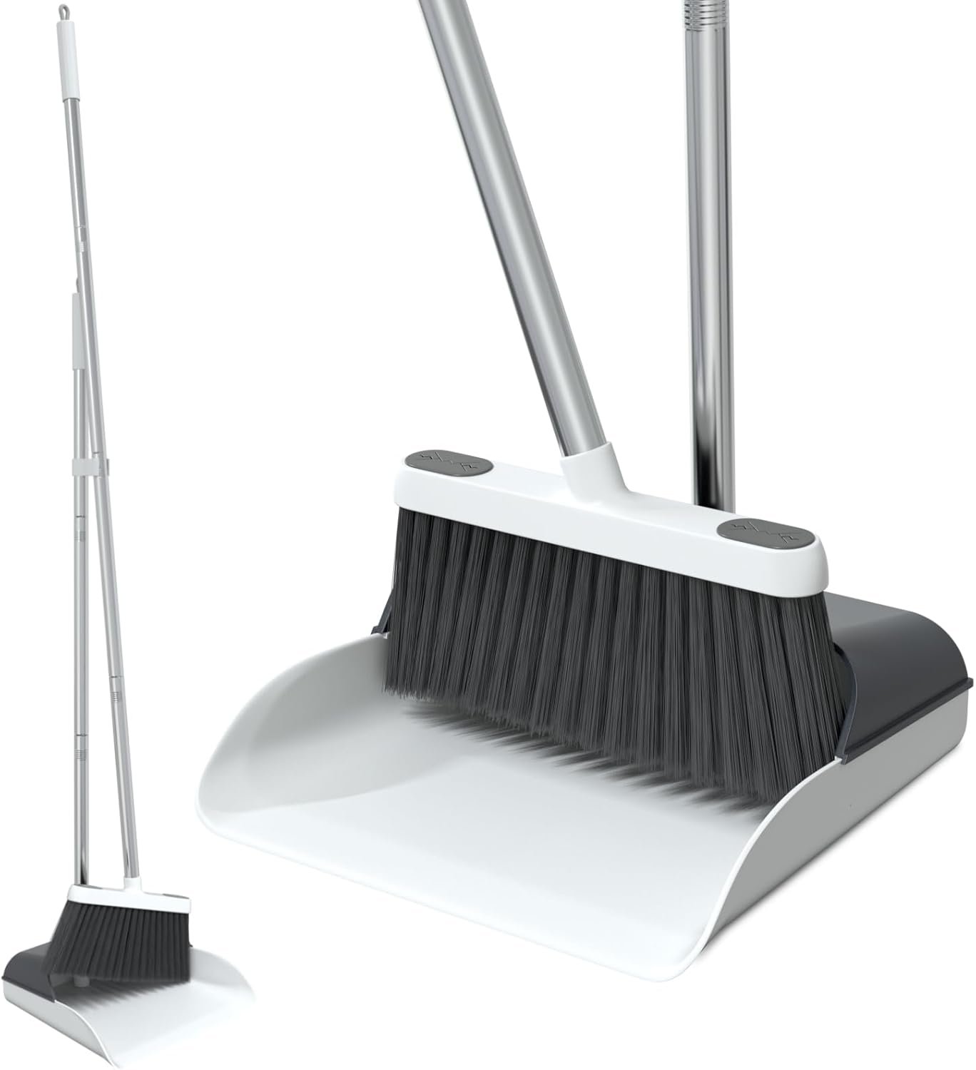 Stand Up Dustpan and Broom Set 50” Long Handle Broom with Dust Pan, 20° Angled for Ergonomic Home Office Indoor Sweeping - Image 2