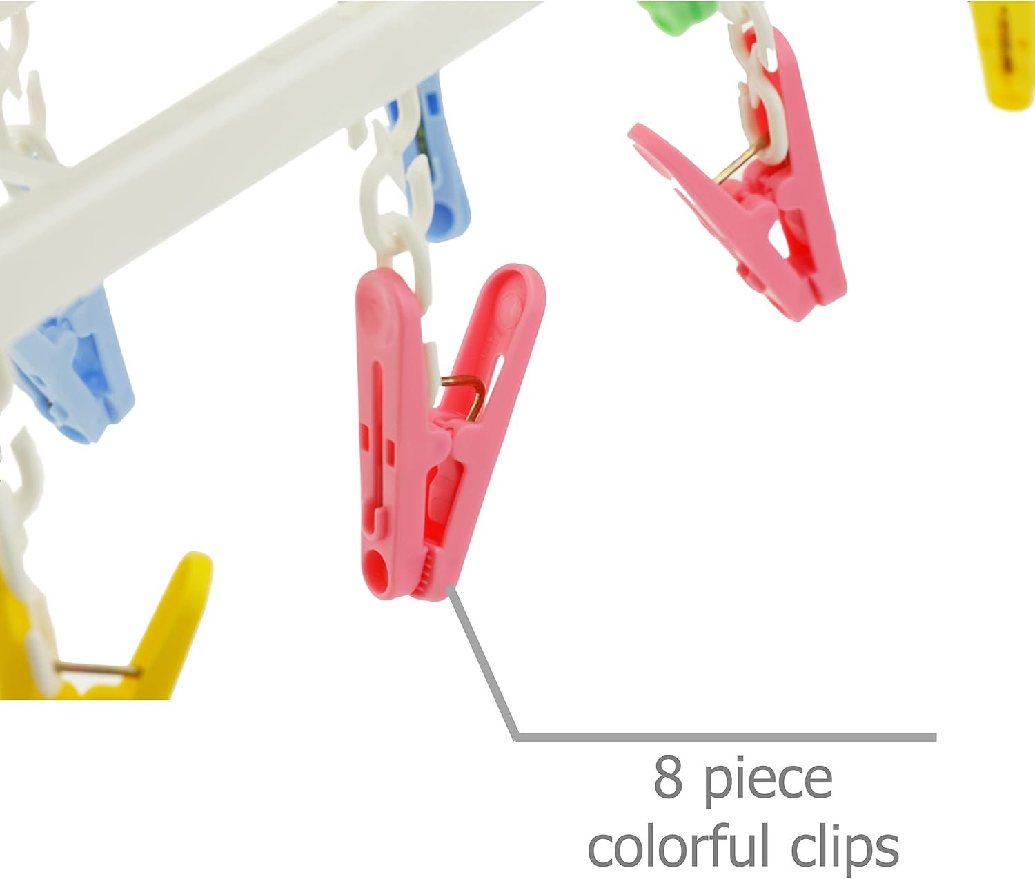 EIKS Laundry Hanger Drying Rack with 8 Clips for Towels, Bras, Baby Clothes, Gloves, Portable & Foldable & Compact Size for Travel - Image 5