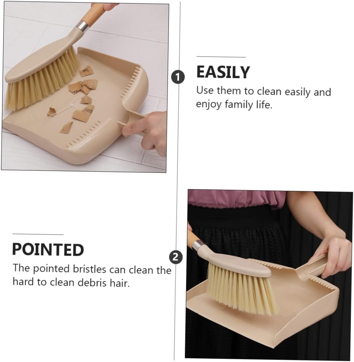 1set Mini Broom and Dustpan for Household Cleaning Compact Beige for Quick Cleanup Home Office Kitchen and Desktop Areas - Image 10