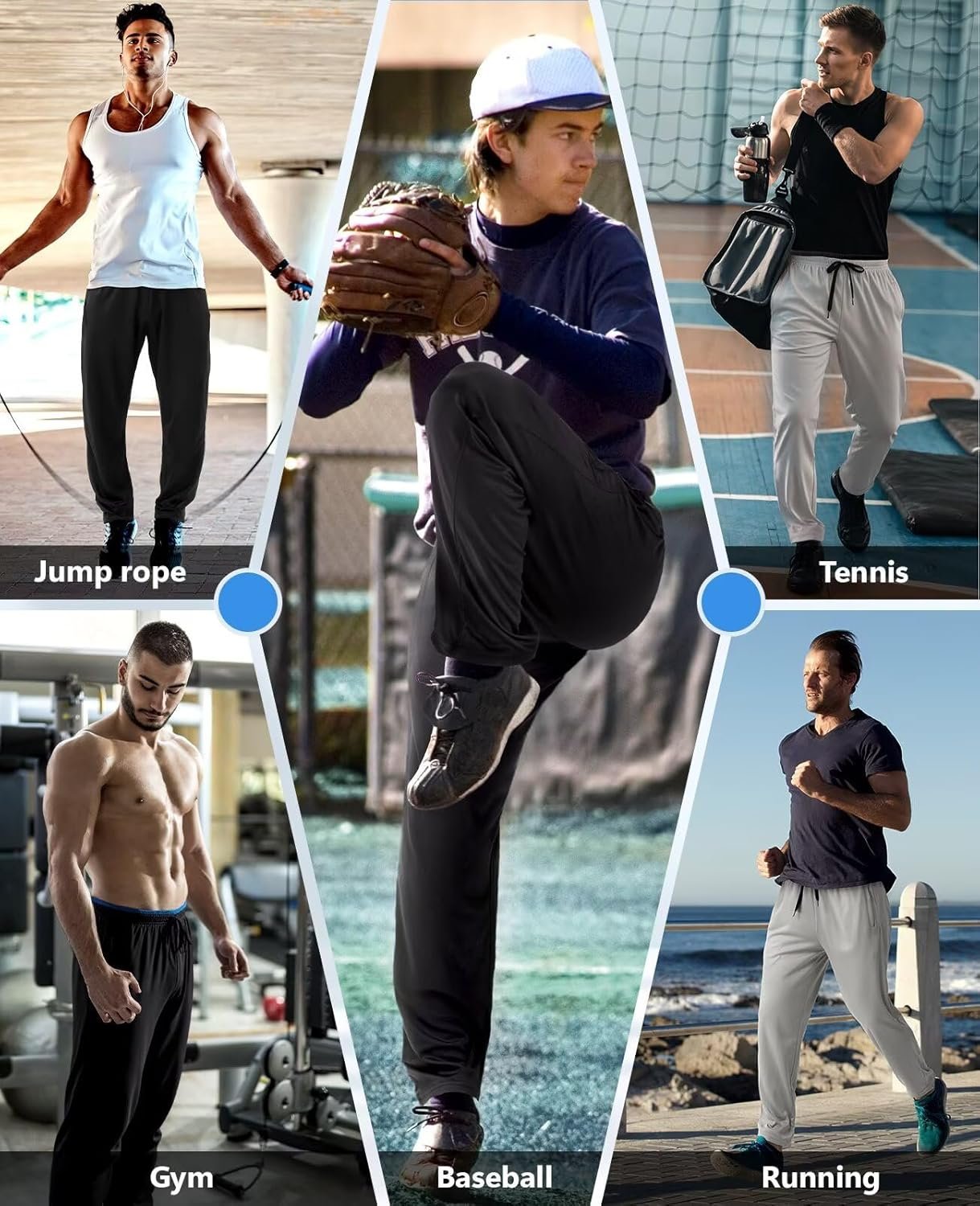 Mens Sweatpants with Zipper Pockets 5 Pack Mens Joggers for Men Open Bottom Mesh Athletic Pants for Workout,Running - Image 8