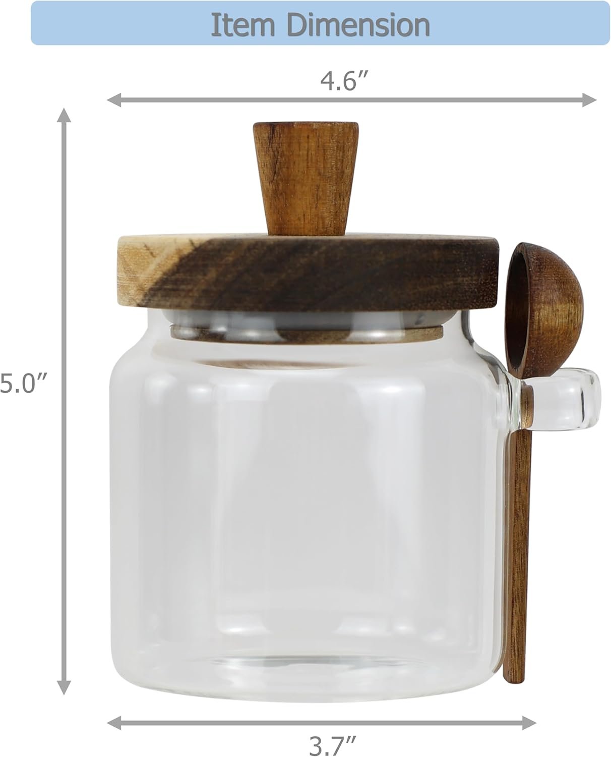 EIKS Glass Jars with Wooden Lids and Scoop, Airtight Food Storage Containers for Sugar Coffee Bean Candy Spice Bath Salt (18oz) - Image 7