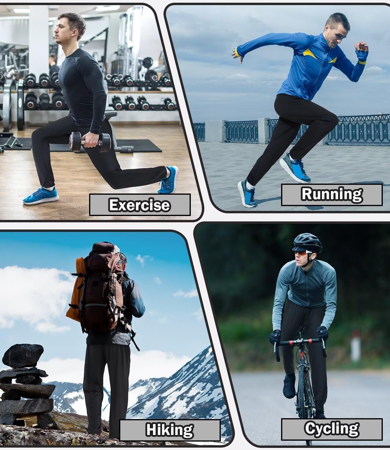 3 Pack Men's Athletic Pants with Zip Pockets, Lightweight Workout Sweat Pants Gifts for Men - Image 7