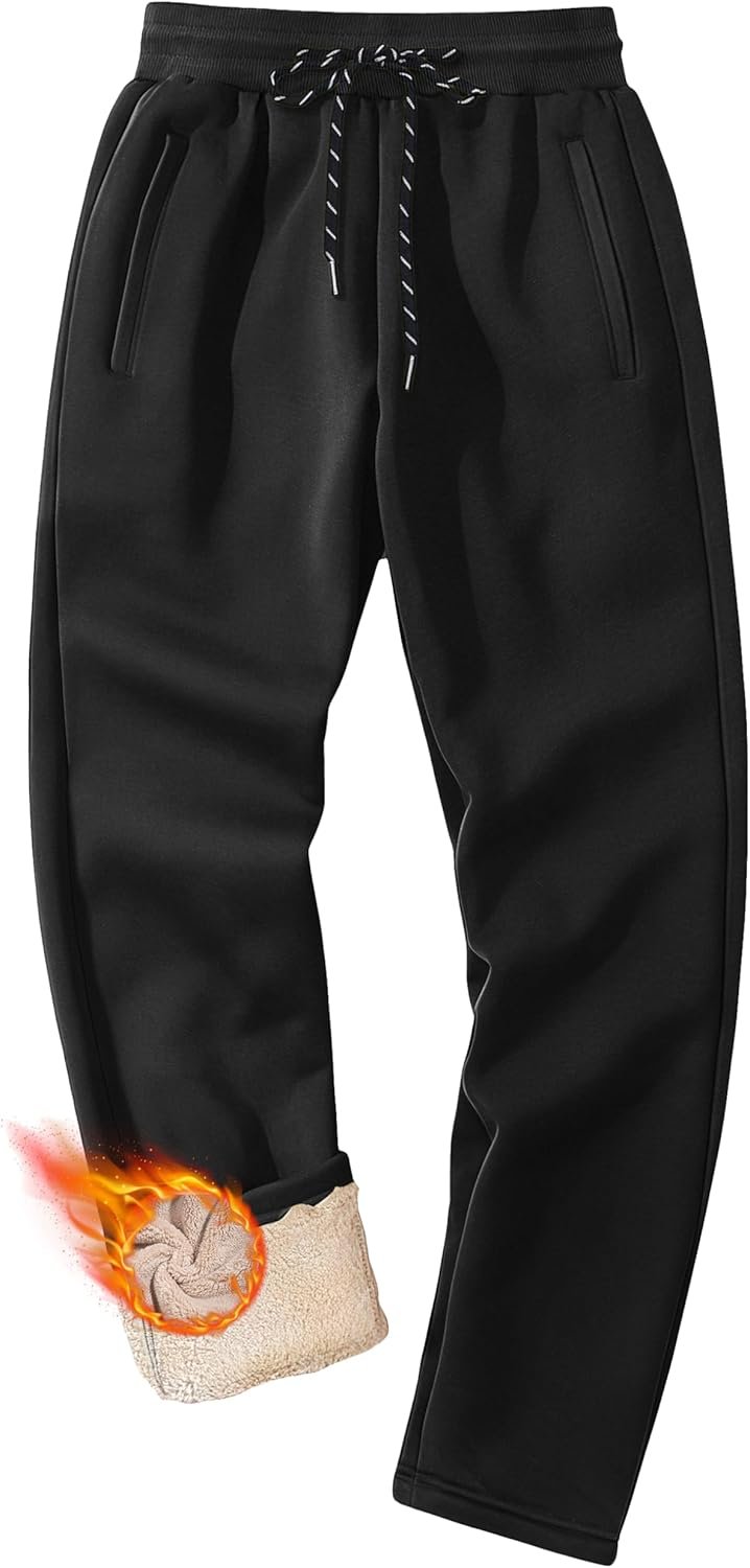 MAGCOMSEN Men's Winter Fleece Pants Sherpa Lined Sweatpants Thermal Warm Thicken Pants Active Joggers with 3 Pockets - Image 2