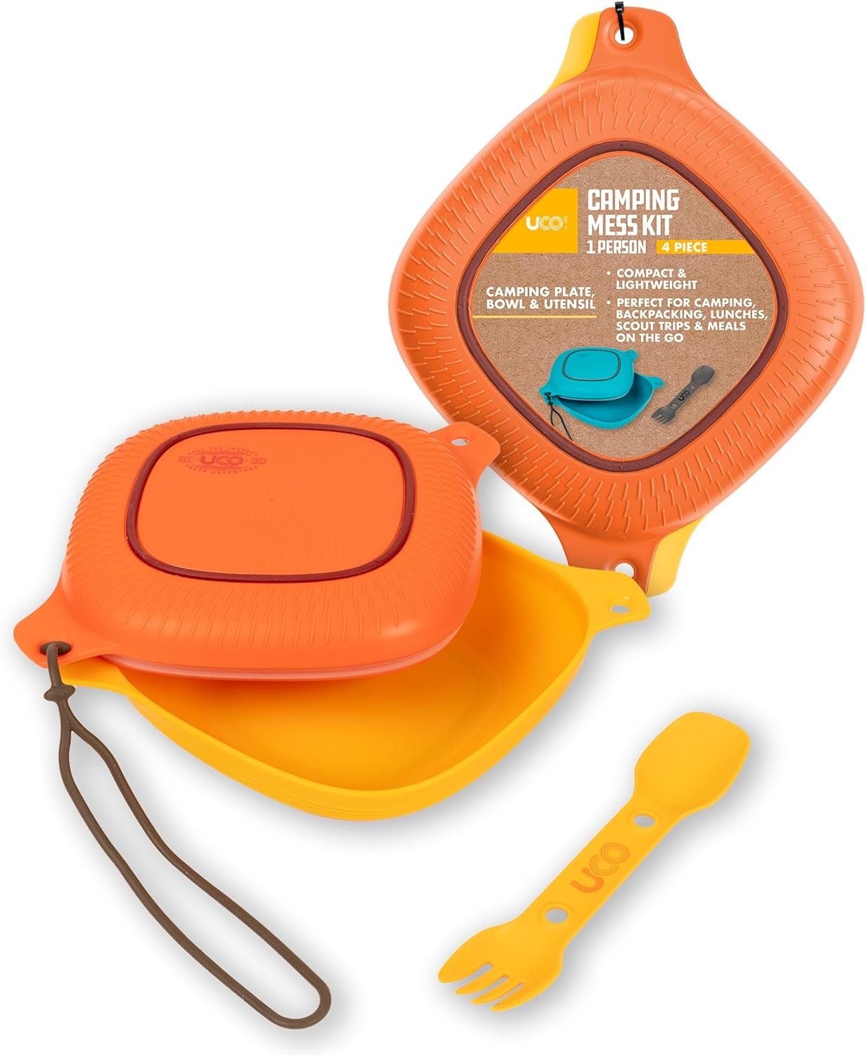 UCO 4-Piece Camping Mess Kit with Bowl, Plate and 3-in-1 Spork Utensil Set - Image 2