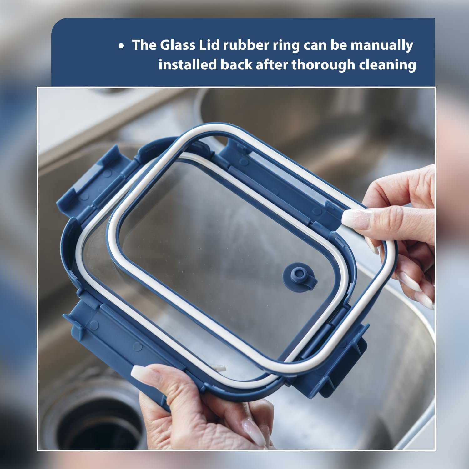 GENICOOK Glass Food Storage Containers with Glass Lids, Microwave Safe Food Container Set, Aitight Meal Prep Container Set, LeakProof, slicone sleeve,100% Plastic Free, 5 Pack 22oz - Image 7