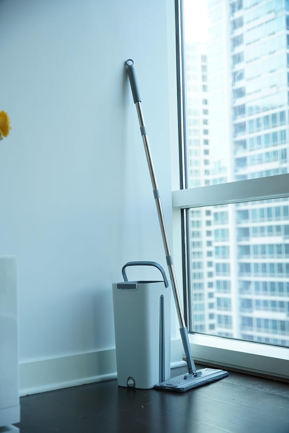 Mop and Bucket with Wringer Set, Hands Free Flat Floor Mop and Bucket, with 3 Washable Microfiber Pads, Wet and Dry Use, Floor Cleaning System, Flat Mop Bucket System, Reusable Microfiber Mop Pads - Image 6