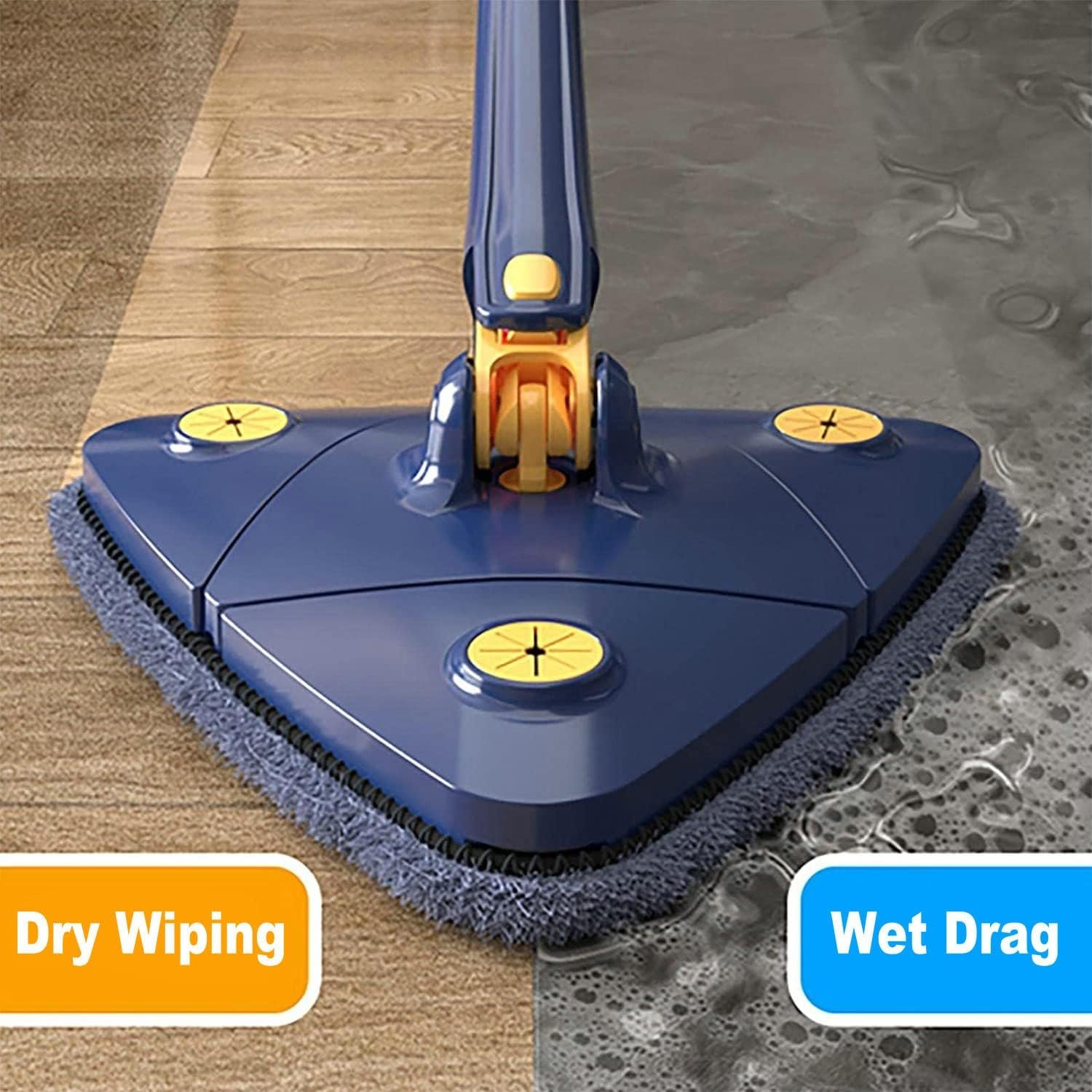360° Rotatable Adjustable Cleaning Mop Extendable Triangle Mop with Long Handle Hand Twist Quick Dry Multifunctional Microfiber Wet and Dry Clean Floor Wall with 3 Replacement Pads - Image 6