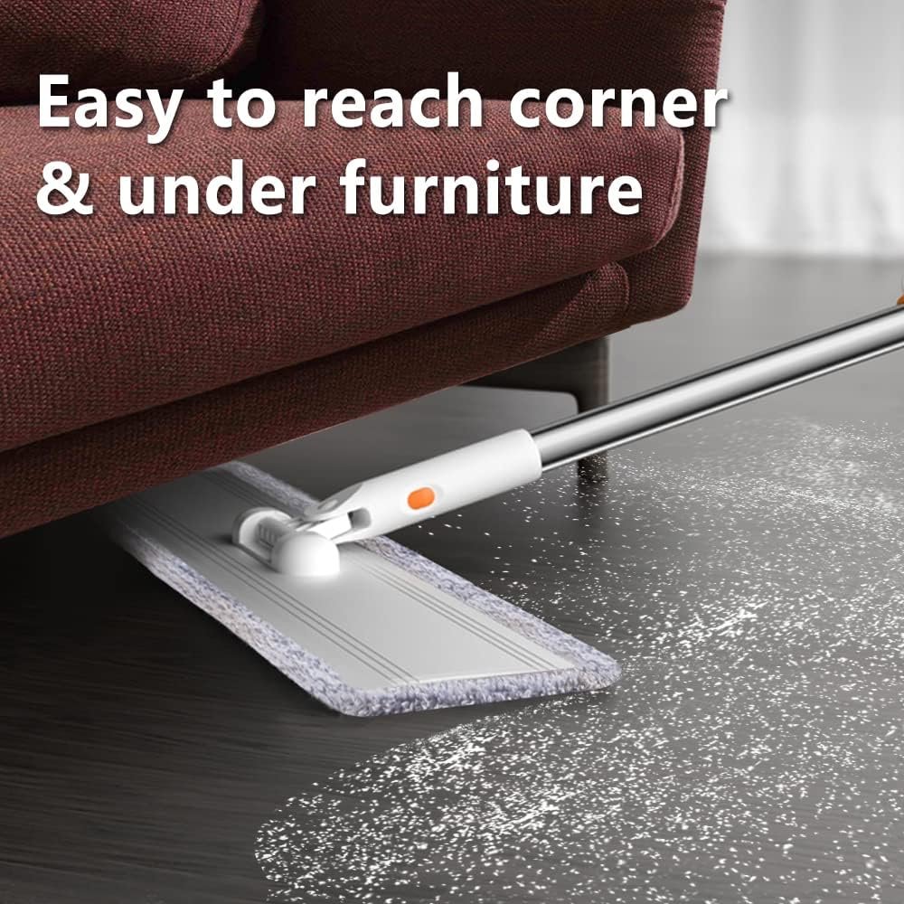 Microfiber Flat Mop 32 in Large Mops for Floor Cleaning Commercial Dust Dry Wet Mops on Hardwood Floors with 4 Washable Pads Aluminium Telescopic Long Handle Floor Cleaning Tools - Image 8