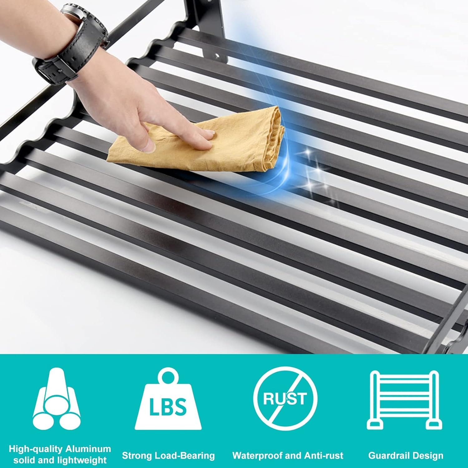 Microwave Oven Rack, 23.58“x15.52“ Shelf for Microwave Wall Mount, Wall-Mounted Electric Oven Holder Shelf Kitchen Wall Pot Pan Rack Weight Bearing 80 lbs for Electric Oven Microwave - Image 8