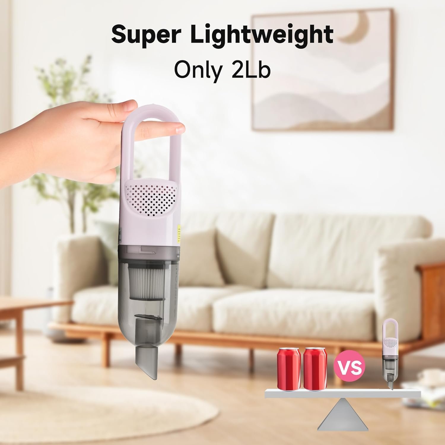 Handheld Vacuum Cleaner,Ultra-Lightweight Mini Portable Vacuums for Home, 6 in 1 Stick Vac Cleaners for Car,Pet Hair(White Cordless) - Image 5