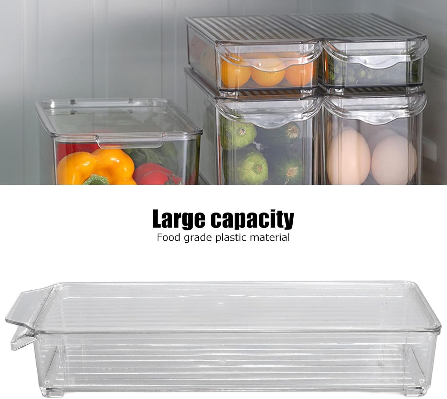 Prep Containers with Lids, Clear Food Storage Box Stackable Kitchen Storage Bins Clear Stackable Storage Bins with Lids for Home (Narrow and short (with cover)) - Image 3