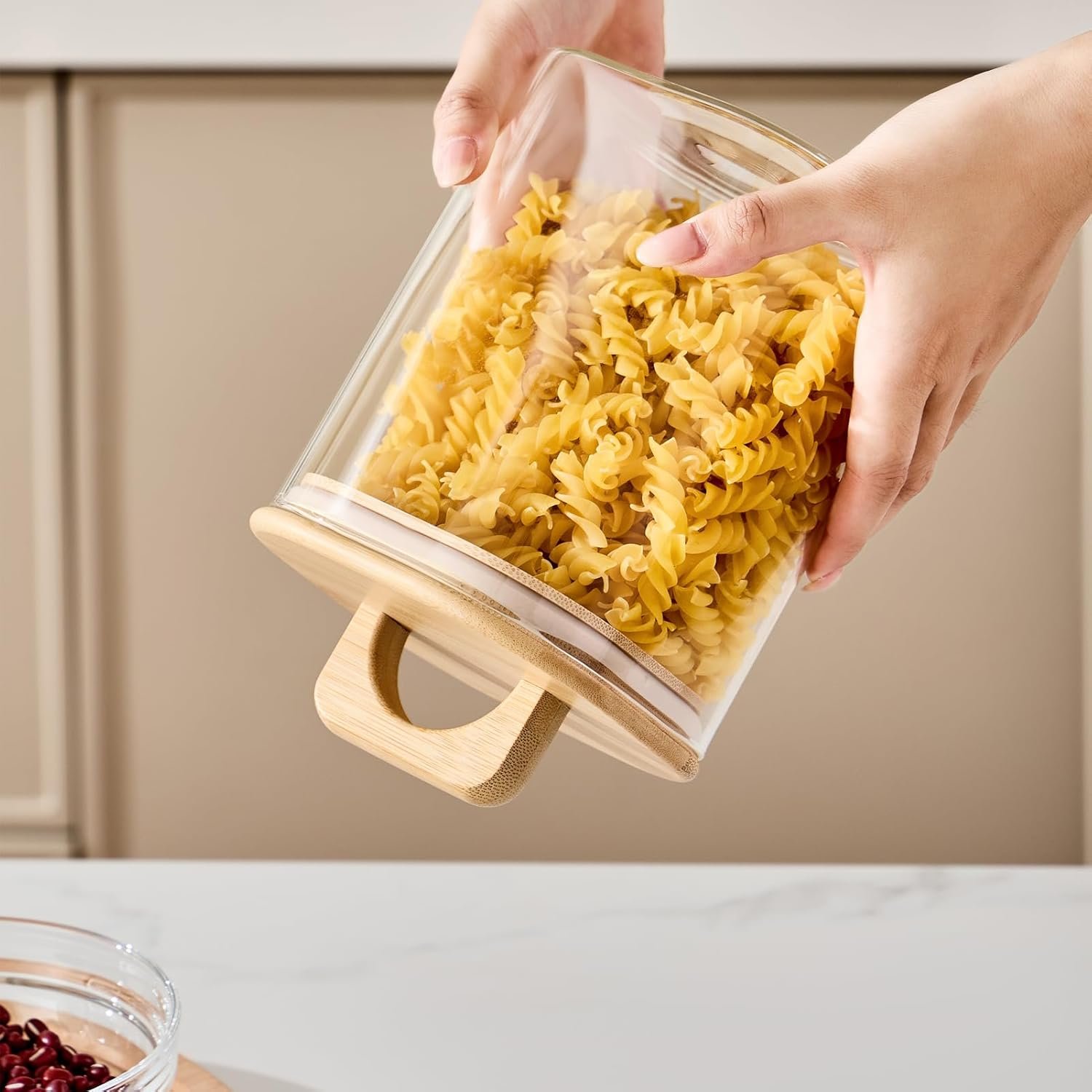 Sweejar 3 qt Glass Jars for Laundry Room Organization, 96 oz Laundry Pods Container, Glass Food Storage Jars with Airtight Lid, 1 Pack, Hand Lid - Image 7