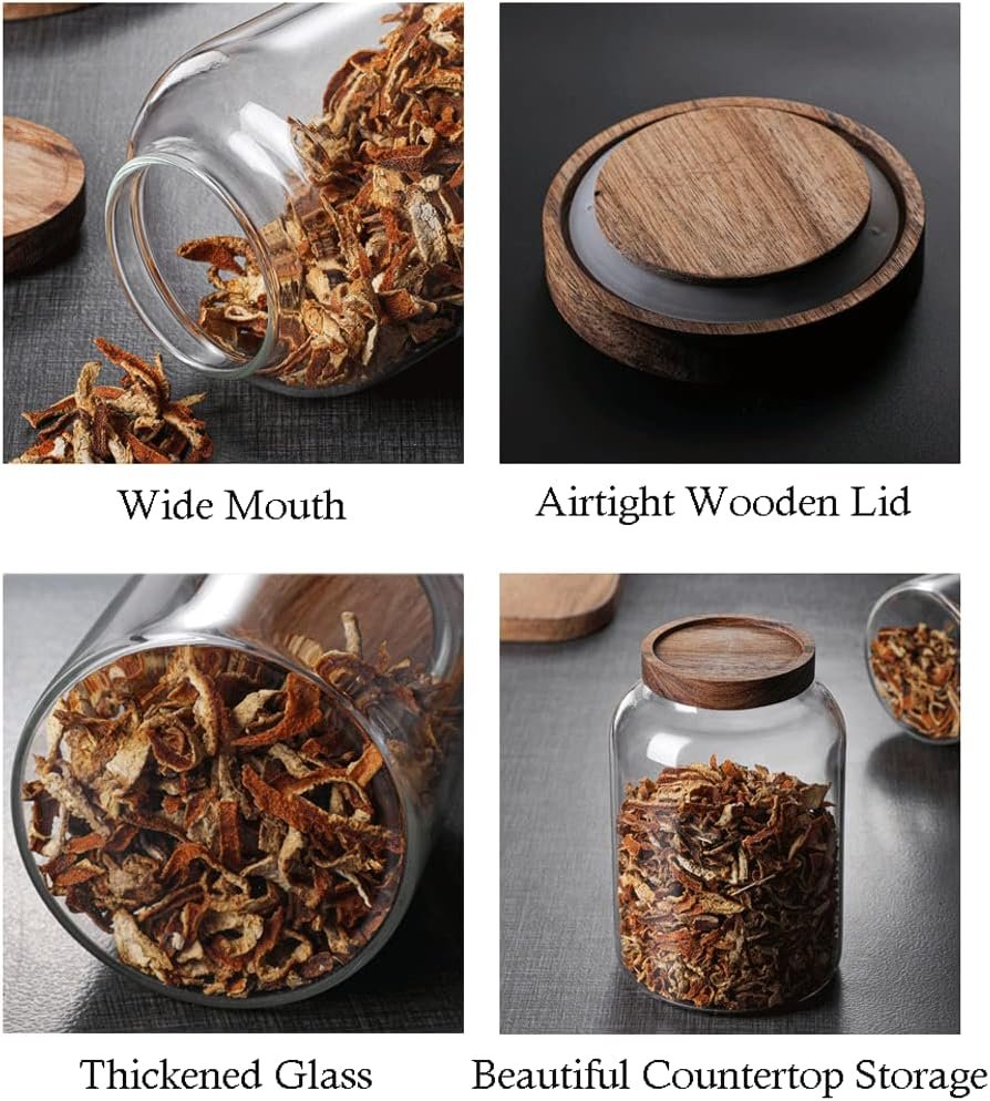 Large Glass Jars with Airtight Wooden Lid, Food Storage Glass Canister, Clear Cereal Storage Container for Flour, Sugar, Coffee Beans, Snack (94 FL OZ (2800ml)) - Image 6