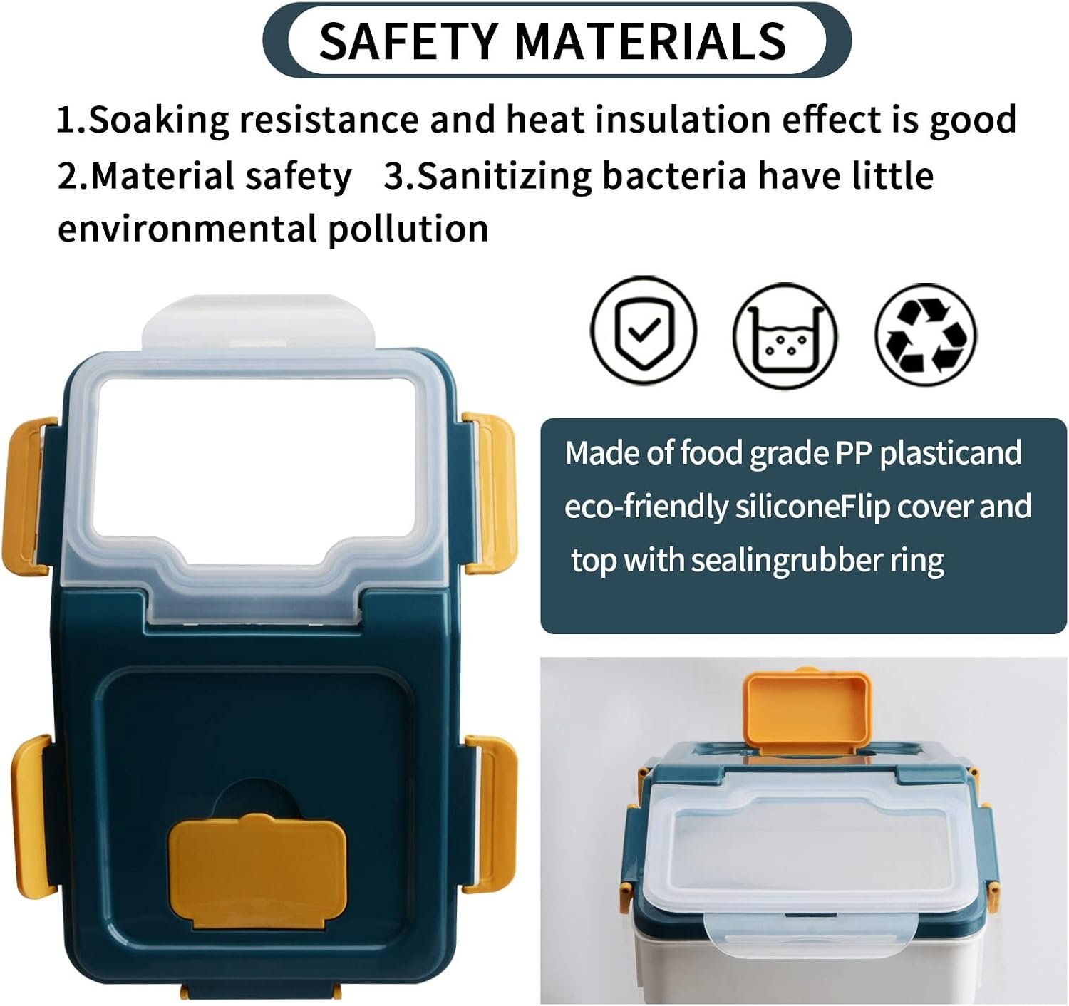 AnRui Airtight Flour Storage Container 25lb, Plastic Grain Storage Bucket, Rice Cereal Dispenser Organizer Box with Lid, Cat Dog Food Storage Bin with Measuring Cup, Scoop, Wheels, 2Pcs Blue - Image 5