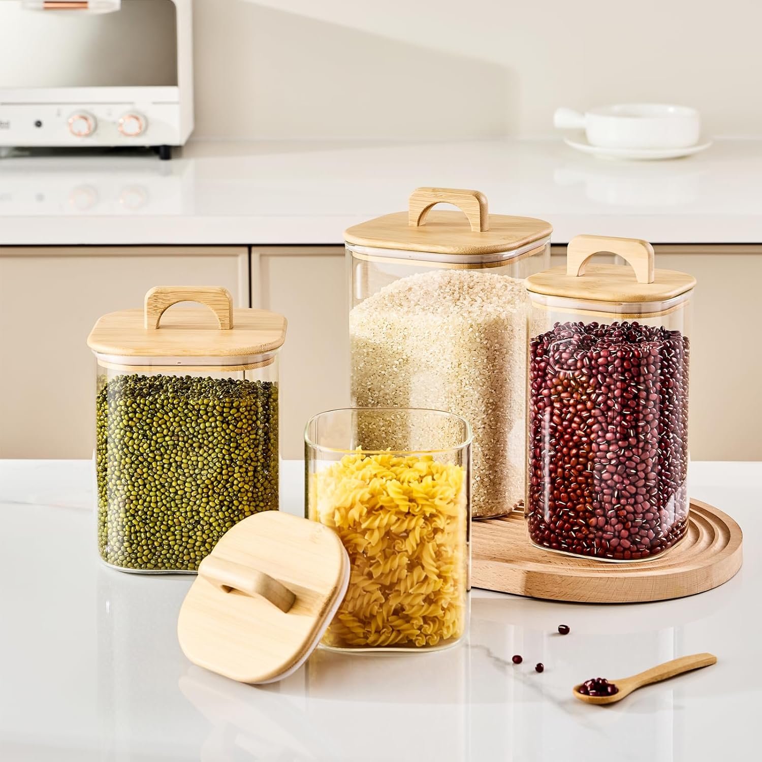 Sweejar 3 qt Glass Jars for Laundry Room Organization, 96 oz Laundry Pods Container, Glass Food Storage Jars with Airtight Lid, 1 Pack, Hand Lid - Image 4