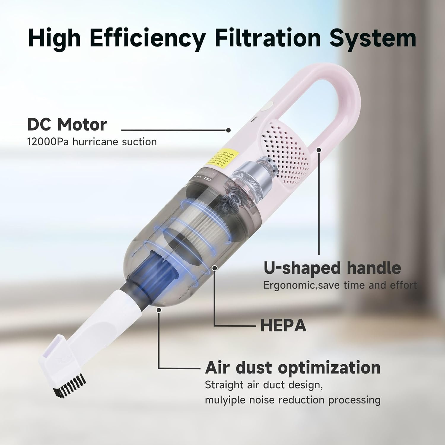 Handheld Vacuum Cleaner,Ultra-Lightweight Mini Portable Vacuums for Home, 6 in 1 Stick Vac Cleaners for Car,Pet Hair(White Cordless) - Image 6