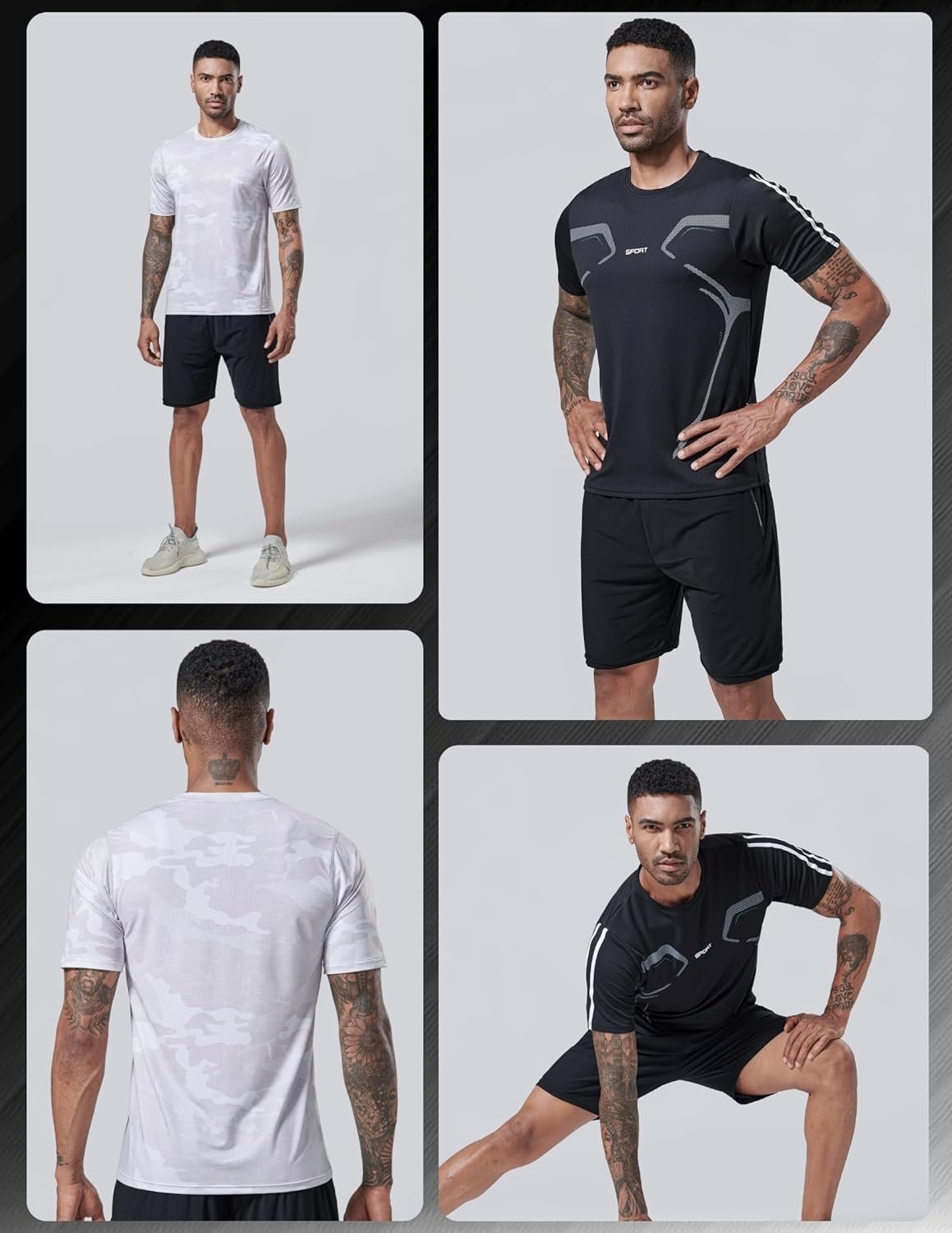 5 Pack Men’s Active Quick Dry Crew Neck T Shirts | Athletic Running Gym Workout Short Sleeve Tee Tops Bulk - Image 4