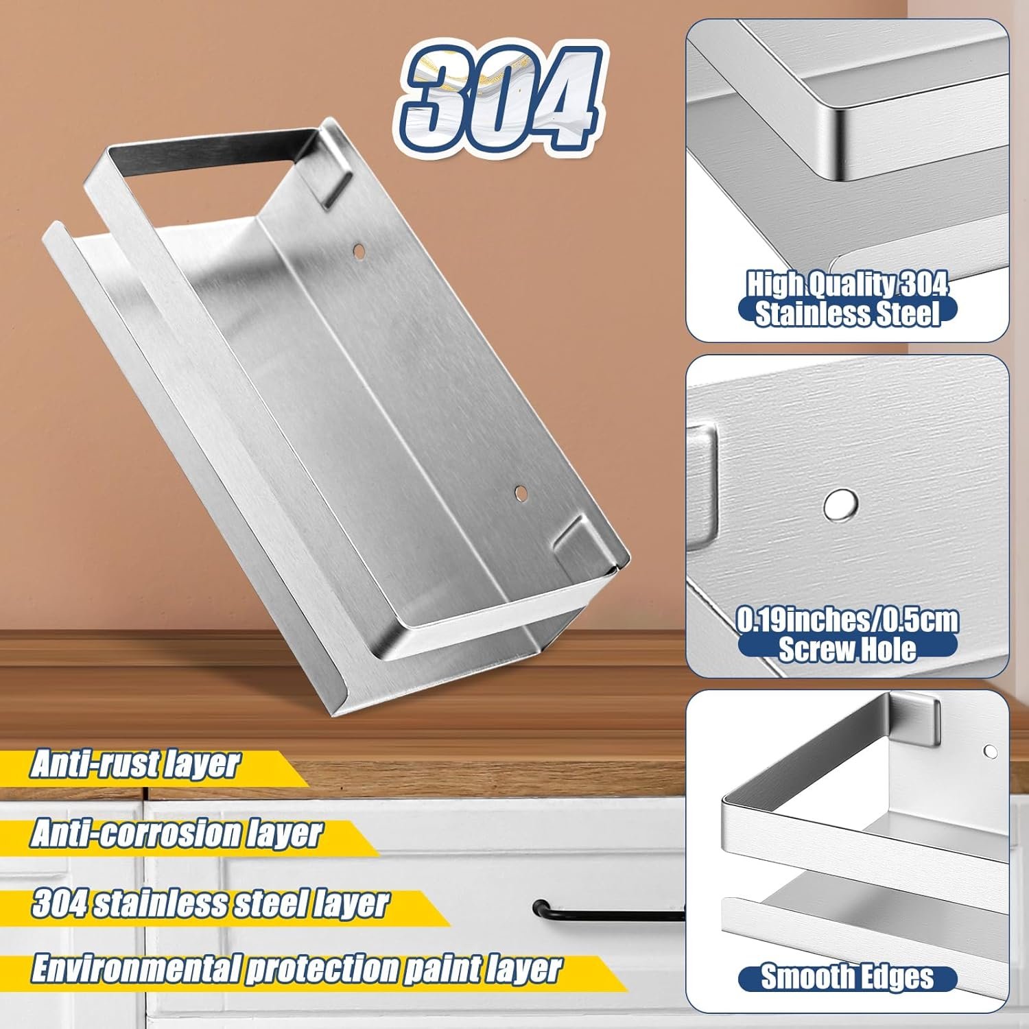 Lallisa 2 Pieces Stainless Steel Shelf Bathroom Shower Floating Shelves Wall Mounted Shower Caddy Basket Shelf Storage Organizer Shelves for Bathroom, Kitchen, Living Room (7.87 Inches/ 20 cm,Silver) - Image 5