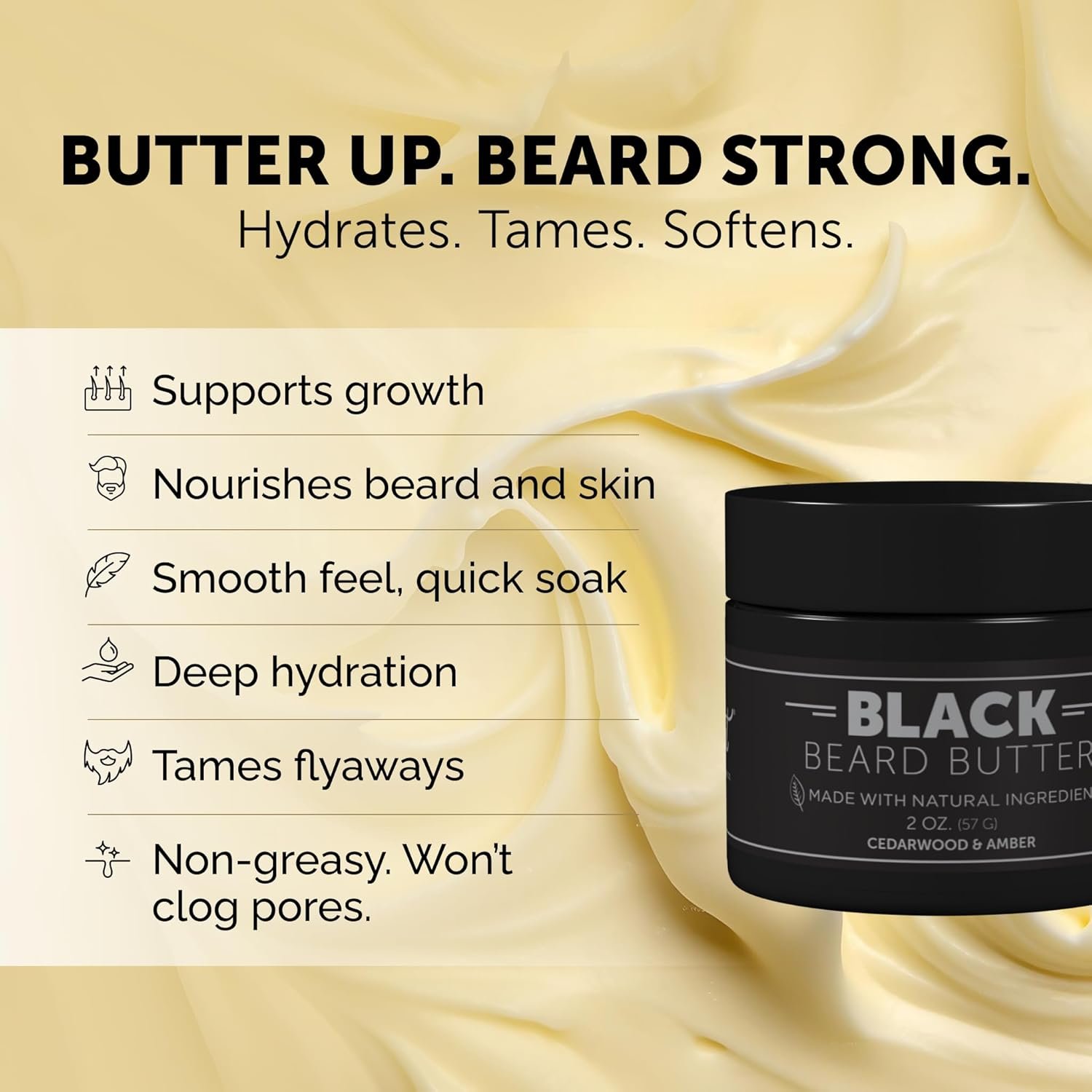 Detroit Grooming Co. Beard Butter for Men | Softens, Thickens & Hydrates with Safflower Oil & Shea Butter | Black Scent, 2oz - Image 4