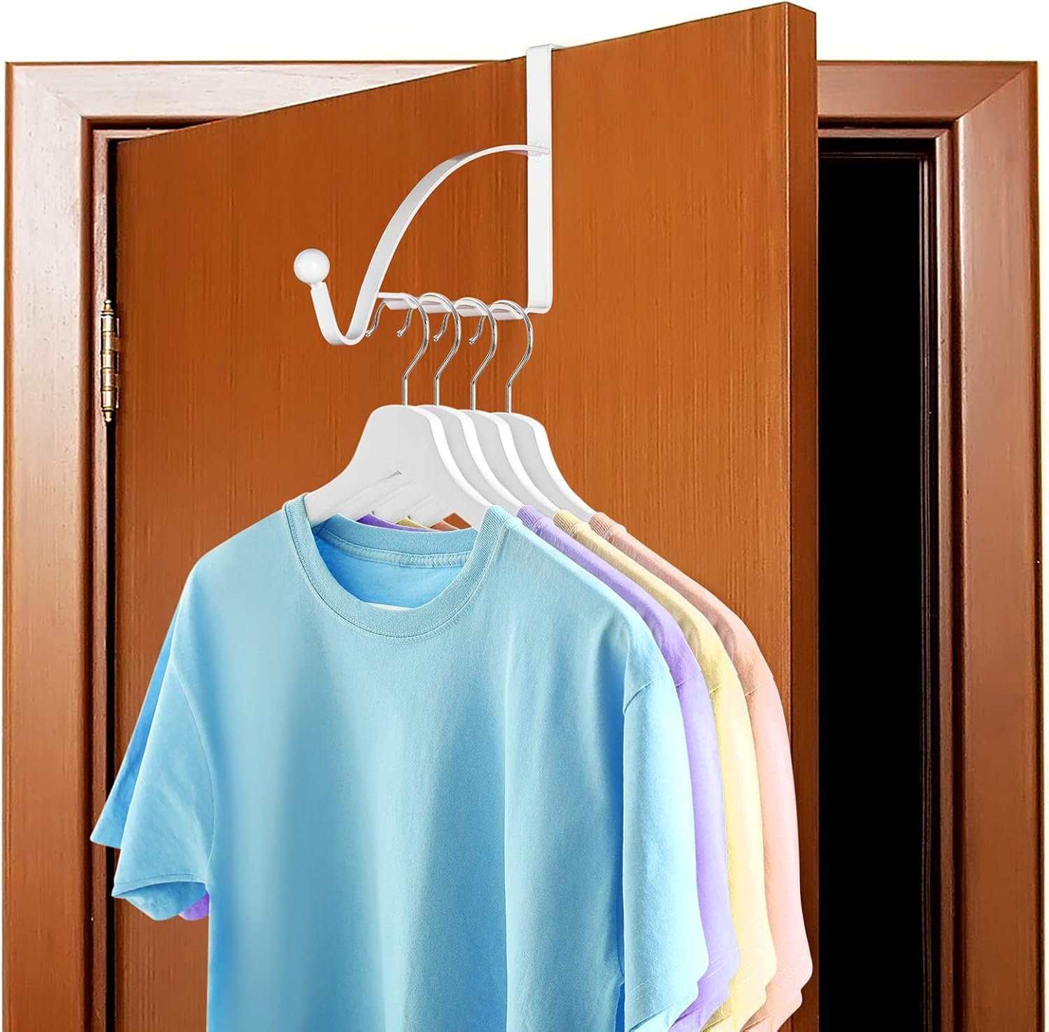 Hotop 2 Pcs Over The Door Hooks Over Door Hanger Sturdy Valet Hooks Mounted Hanging Storage Organizer Rack for Clothes Coats Towels Hats Scarves Purses(White) - Image 6