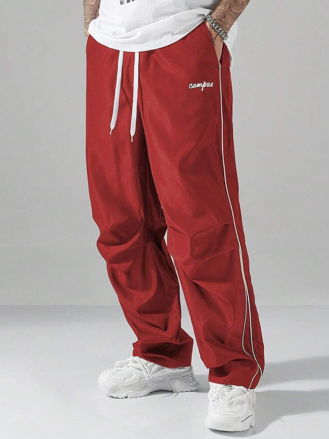 ZAFUL Men's Parachute Sweatpants Y2k Baggy Track Pants Drawstring Wide Leg Casual Trousers Streetwear - Image 5