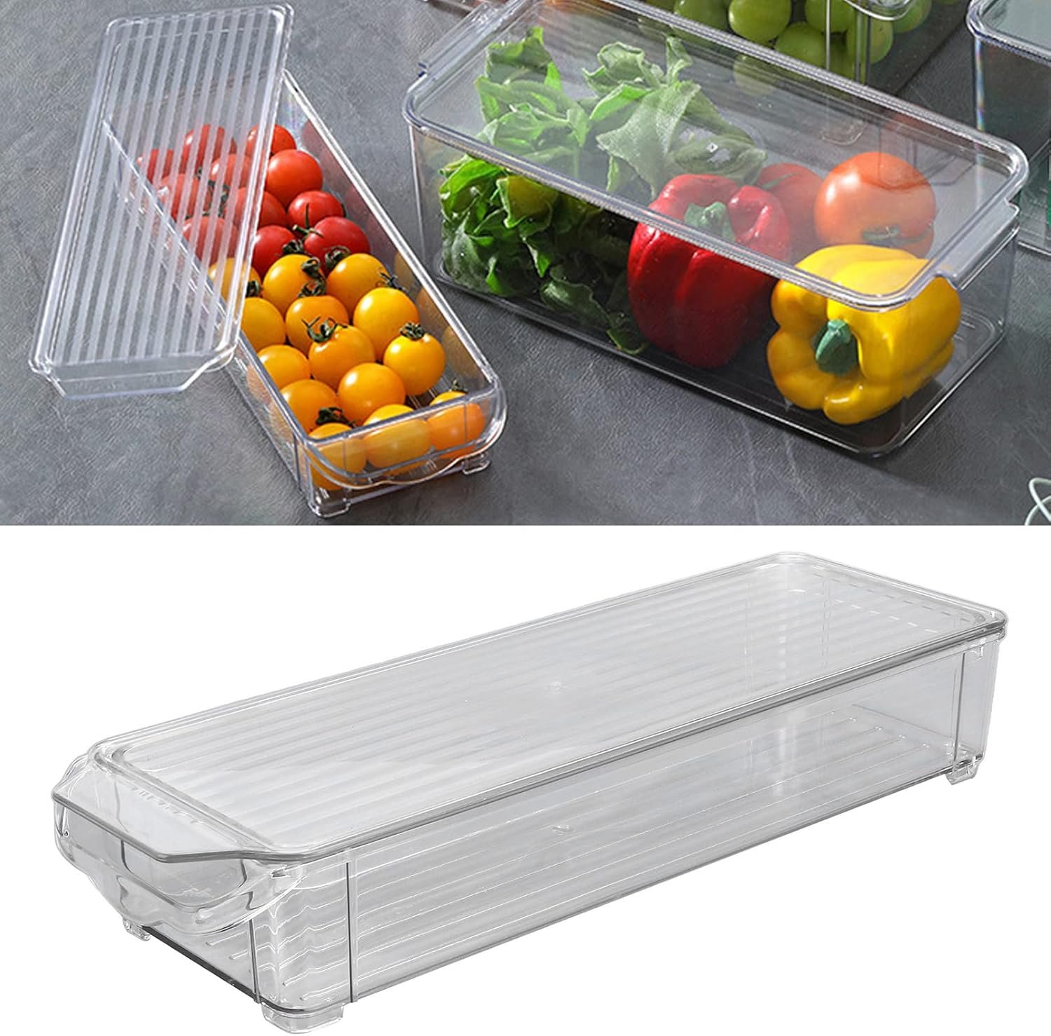 Prep Containers with Lids, Clear Food Storage Box Stackable Kitchen Storage Bins Clear Stackable Storage Bins with Lids for Home (Narrow and short (with cover)) - Image 4