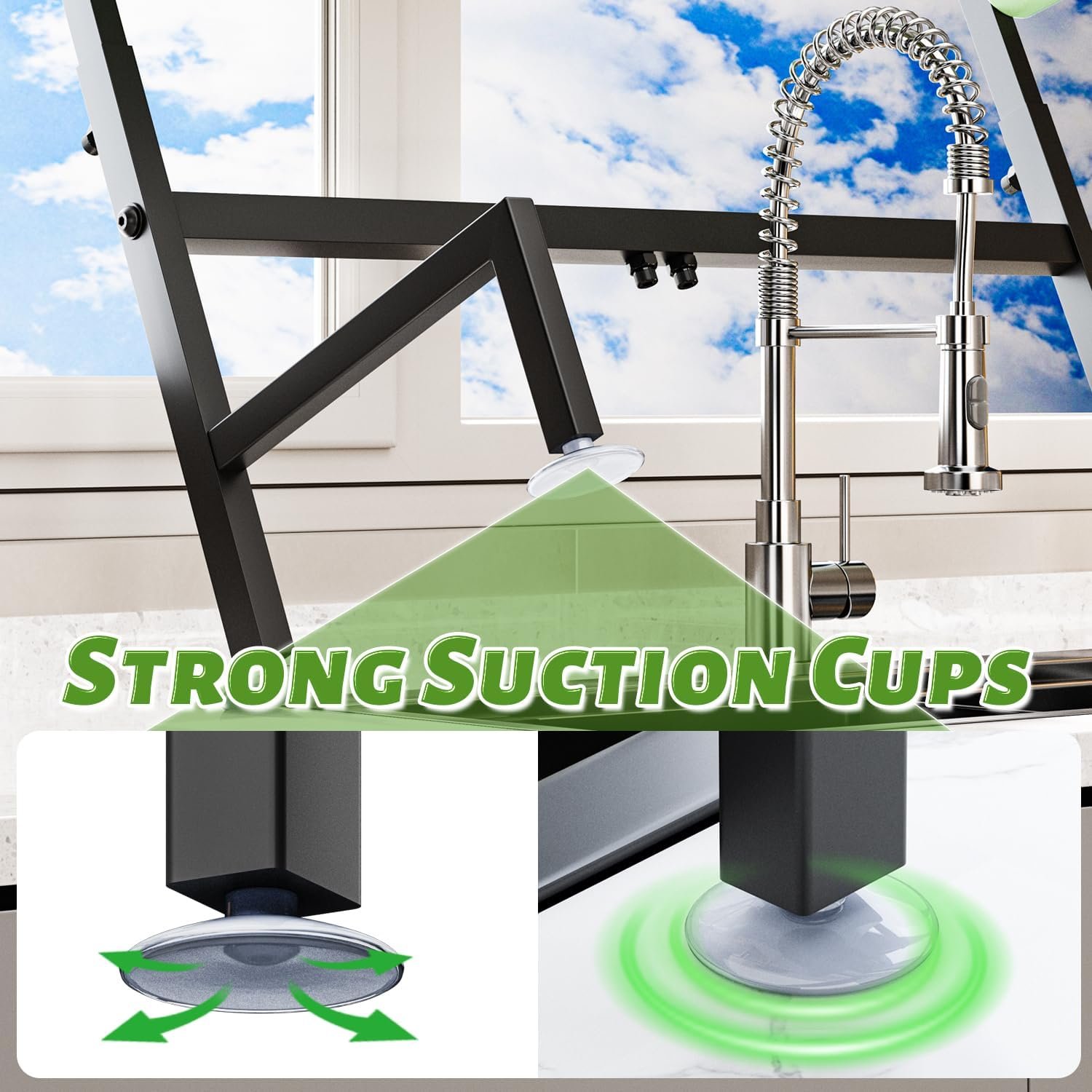 Over The Sink Dish Drying Rack (Expandable Height and Length) Snap-On Design 2 Tier Large Dish Rack (23" - 34" L x 11" W x 19" - 21.5" H) - Image 6