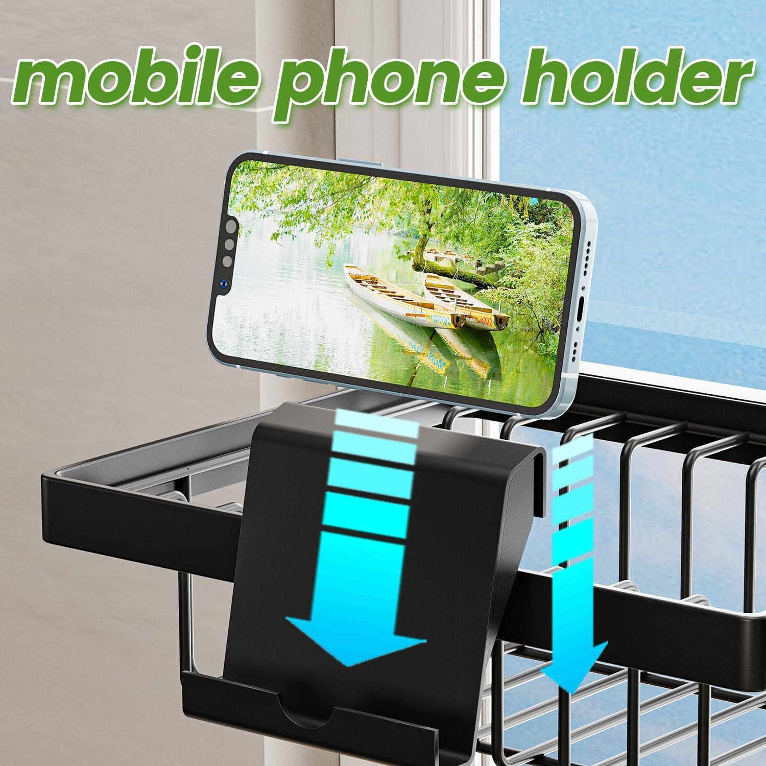 Over The Sink Dish Drying Rack (Expandable Height and Length) Snap-On Design 2 Tier Large Dish Rack (23" - 34" L x 11" W x 19" - 21.5" H) - Image 4