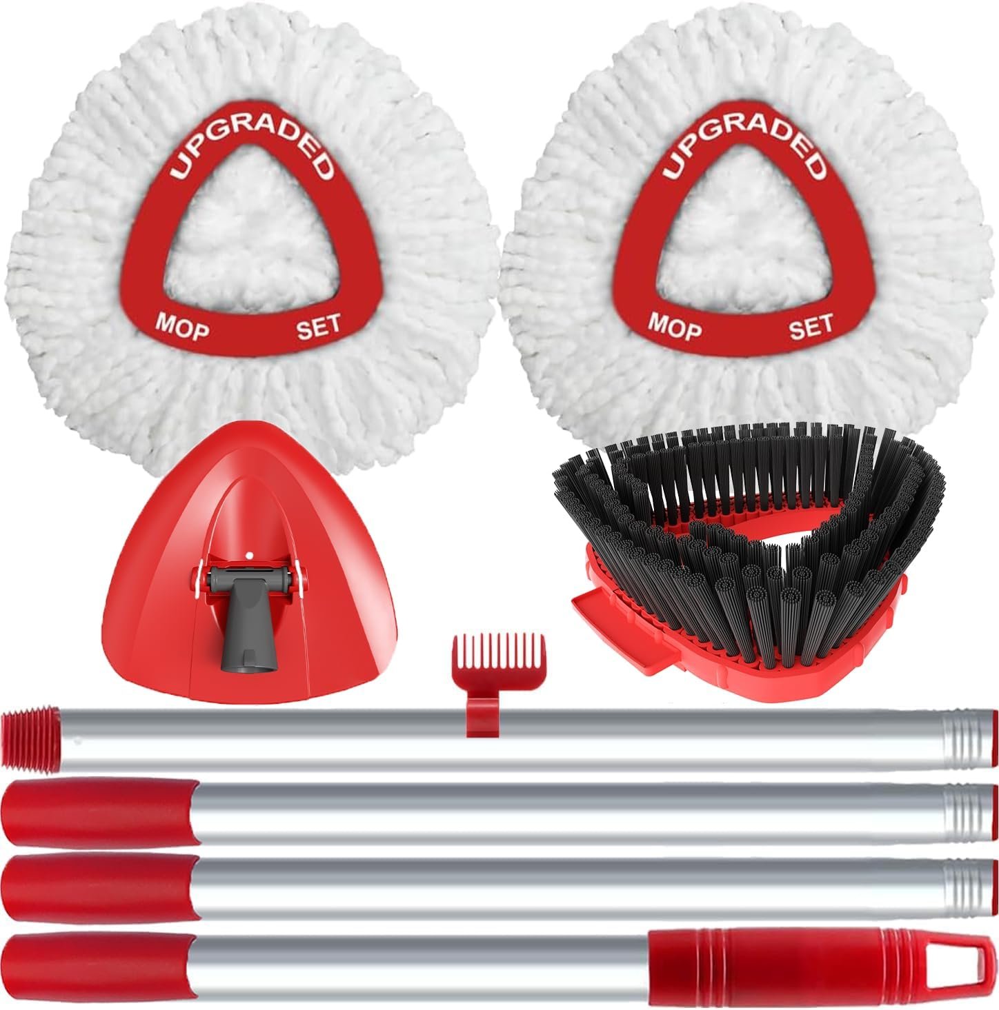 Spin Mop Replace Head Compatible with Ocedar EasyWring 1 Tank, Upgraded Scrub Brush Mop Replacement Head, 2 Microfiber Mop Refills, 1 Mop Handle, 1 Mop Base and 1 Mop Base Cleaning Brush Combo Set - Image 2