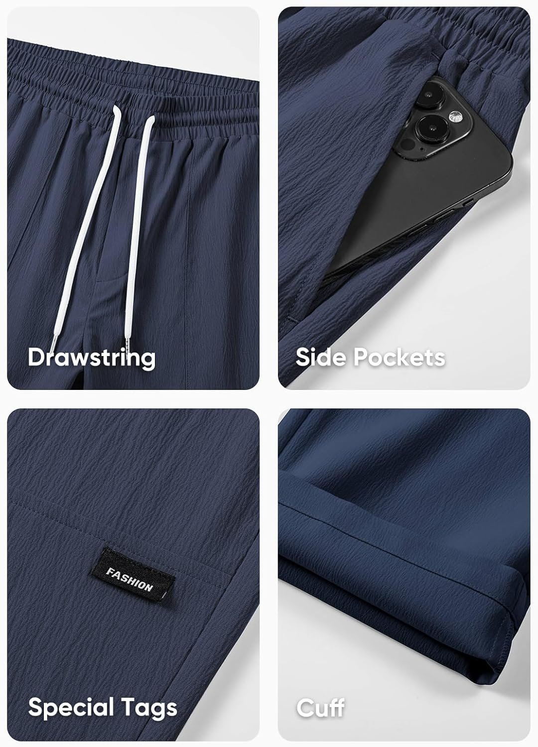 JMIERR Mens Casual Lightweight Pants Stretch Elastic Waist Drawstring Jogging Sweatpants Pants - Image 6