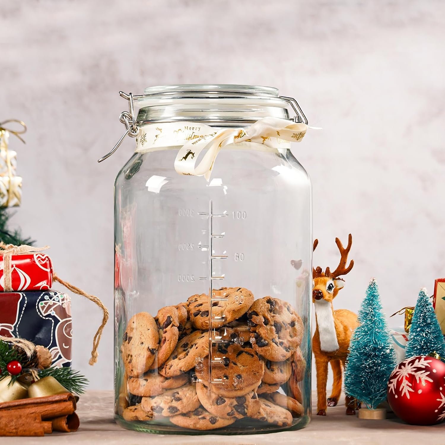 1 Gallon Super Wide Mouth Glass Storage Jars with Airtight Lids and 2 Measurement Marks, Leak Proof Glass Container with Hinged Lids, Large Pickle Jars with Labels and Silicone Gasket, 2 Pack - Image 6