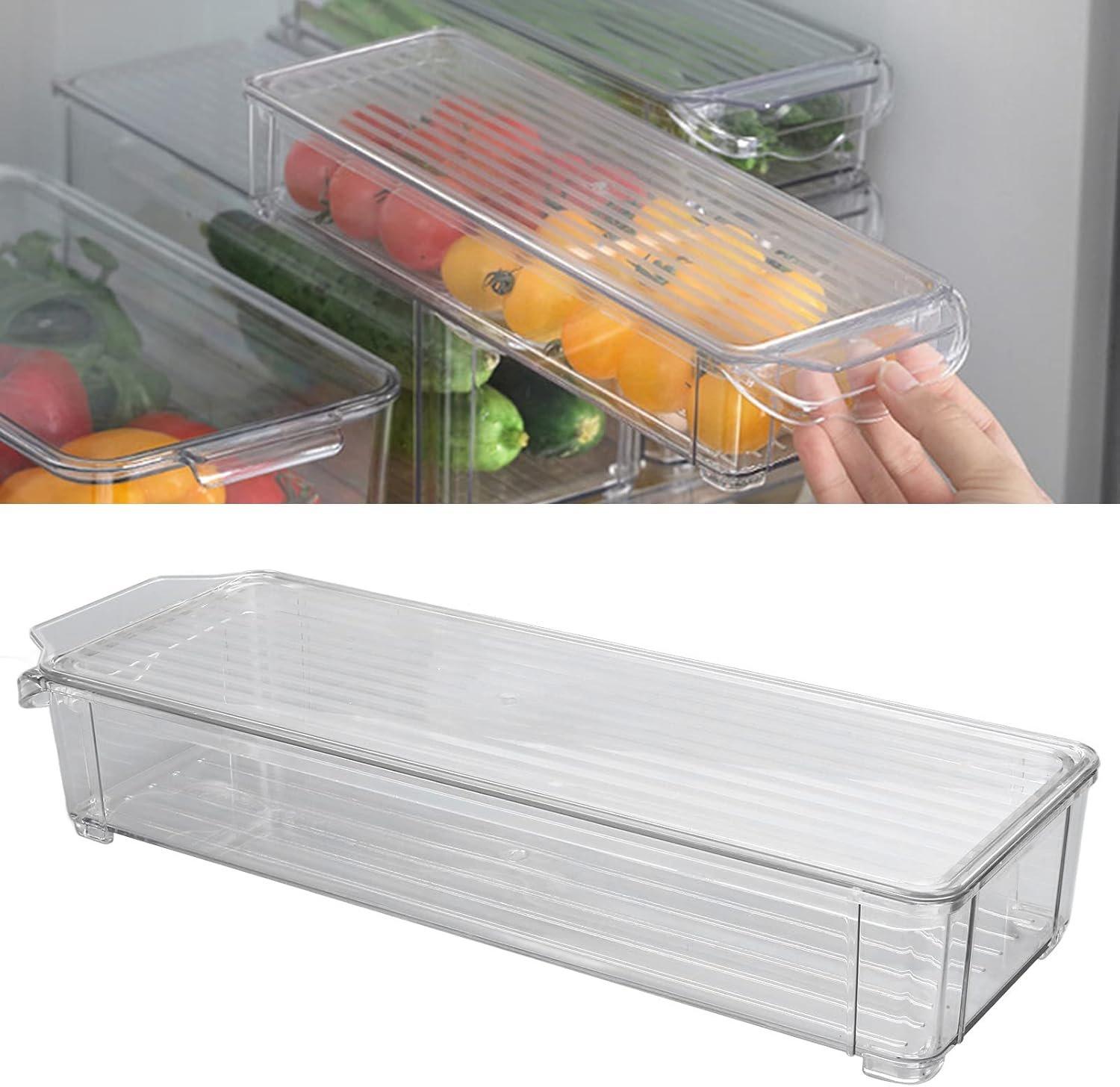 Prep Containers with Lids, Clear Food Storage Box Stackable Kitchen Storage Bins Clear Stackable Storage Bins with Lids for Home (Narrow and short (with cover)) - Image 7