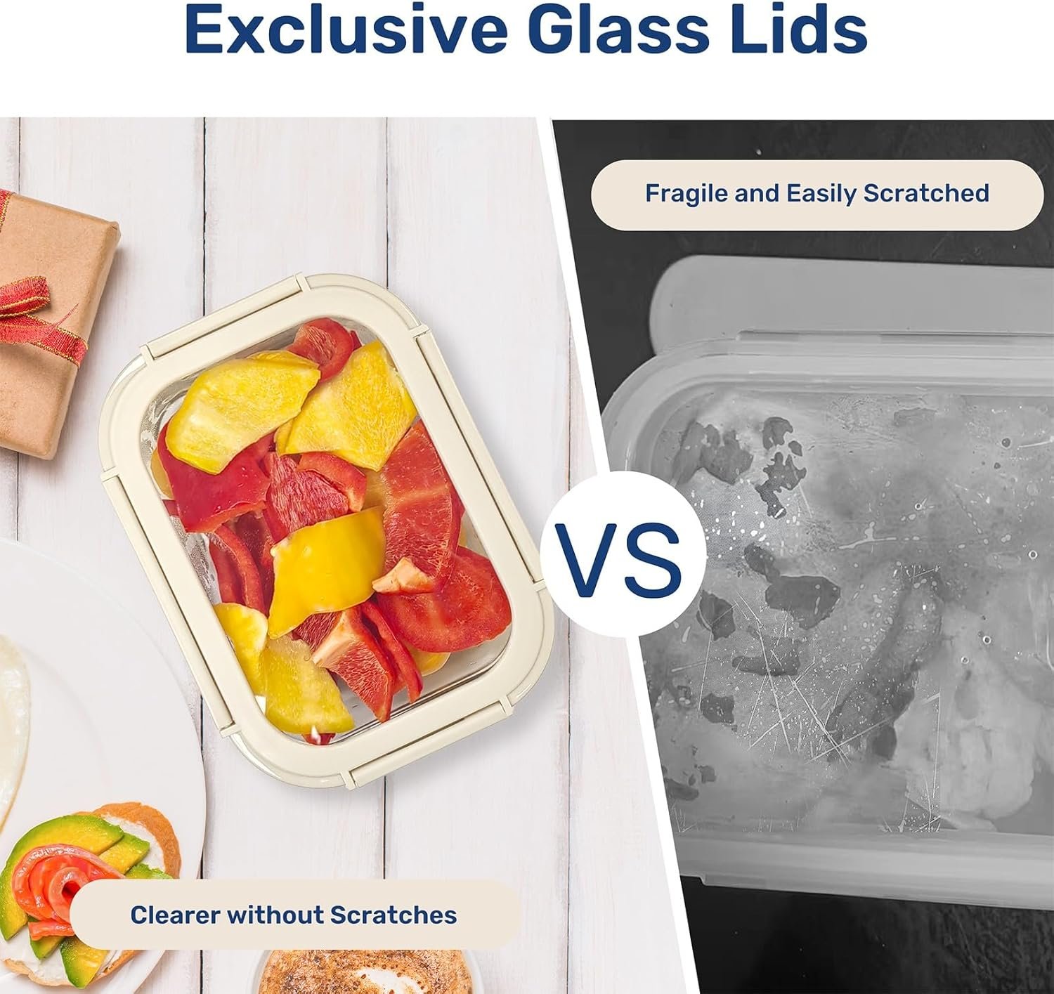 Simple Deluxe Food Meal Prep Containers with Exclusive Glass Lids, Glass Storage Containers with Lids, BPA-Free, Glass Lunch Boxes for Lunch, Pantry Organizers and Storage, Freezer to Oven Safe - Image 3