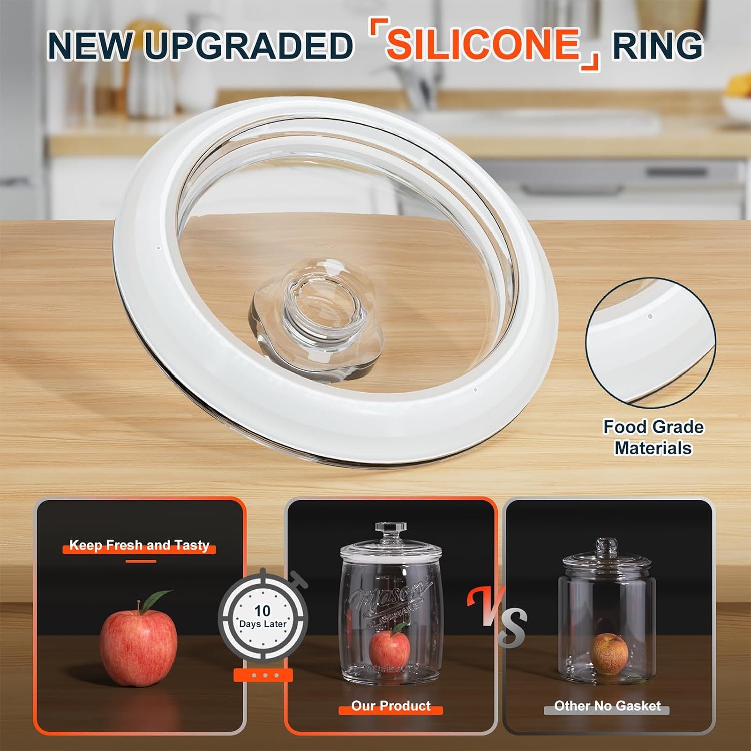 1 Gallon Glass Cookie Jar with Airtight Lid, Wide Mouth Mason Jar for Pantry & Laundry Room Organization, Large Apothecary Jars for Sugar, Candy, Rice, Dog Treat & Food Storage Jar– Set of 1 - Image 9