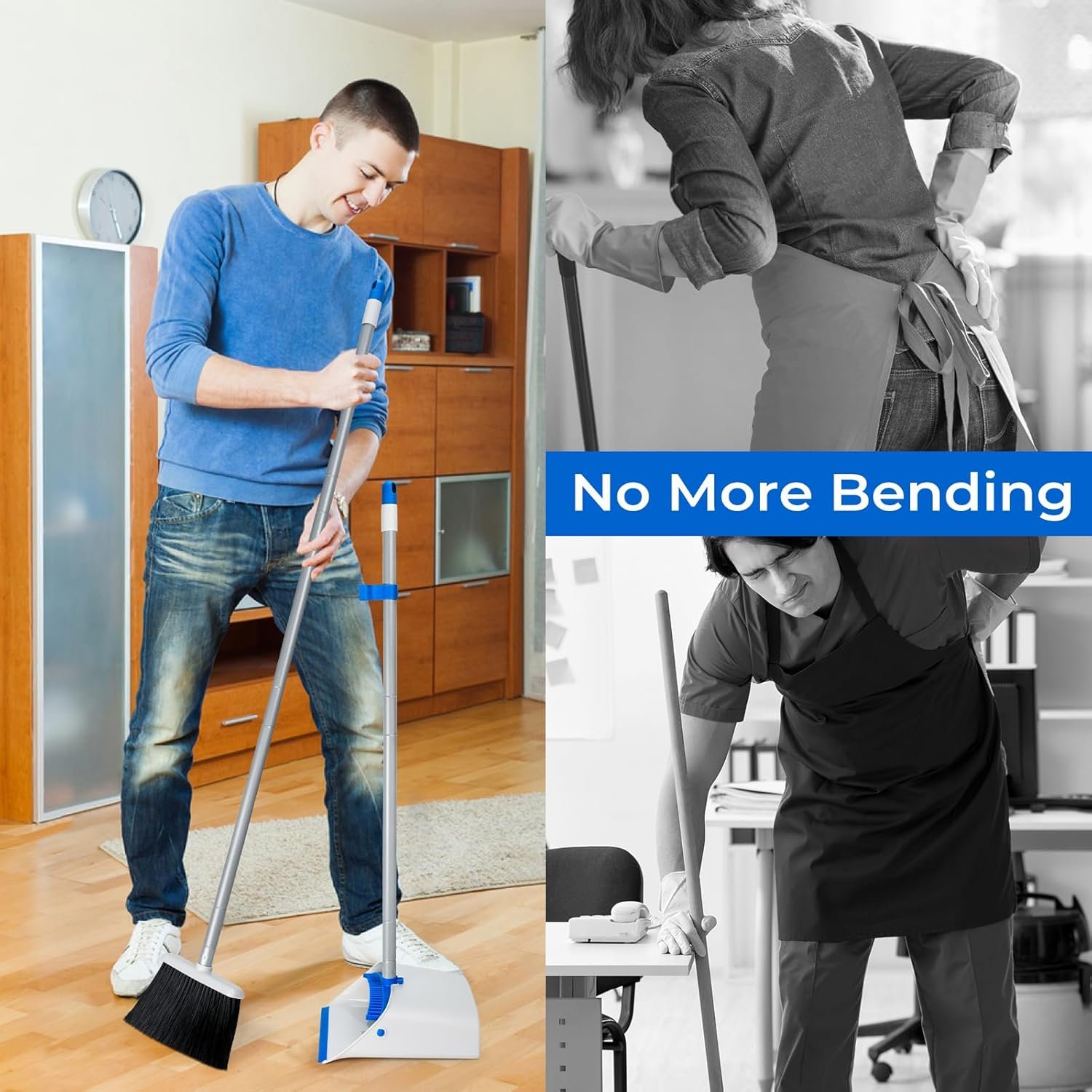 Broom with Dustpan Combo Set, Dustpans Stand Up - Image 4