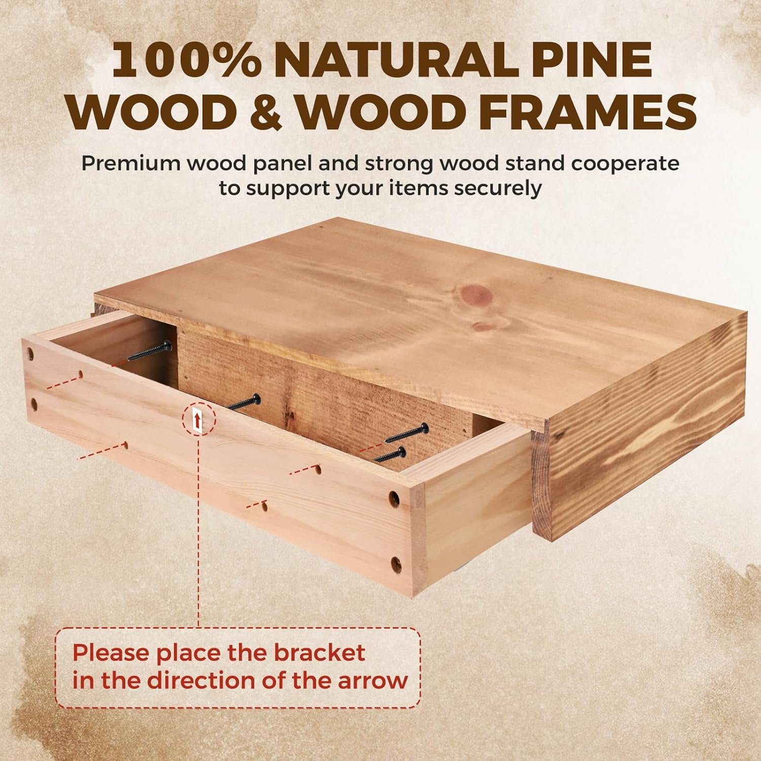 17x3x7 inch Floating Shelves Wall Mounted - Set of 2 Wood Rustic Solid Wood Wall Shelf - Heavy Duty Decorative Fireplace Mantel for Living Room, Bedroom, Bathroom, Kitchen - Image 7