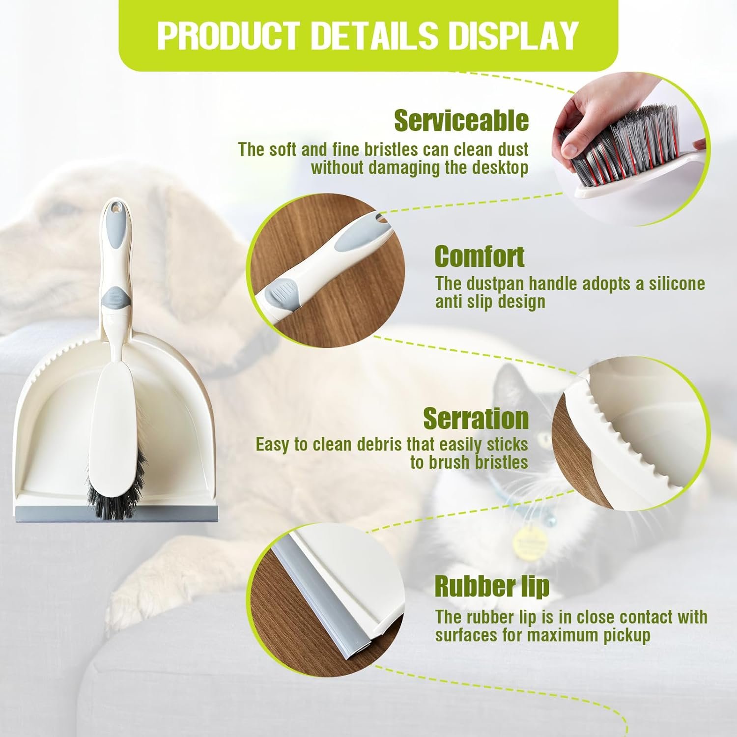 Dust Pan and Brush Set Small–Mini Broom and Dustpan Set 2 Pack, Hand Broom and Dustpan Set, Handheld Dustpan and Brush Combo for Kitchen, Desktop, Sofa, Car, Animal Cages - Image 7